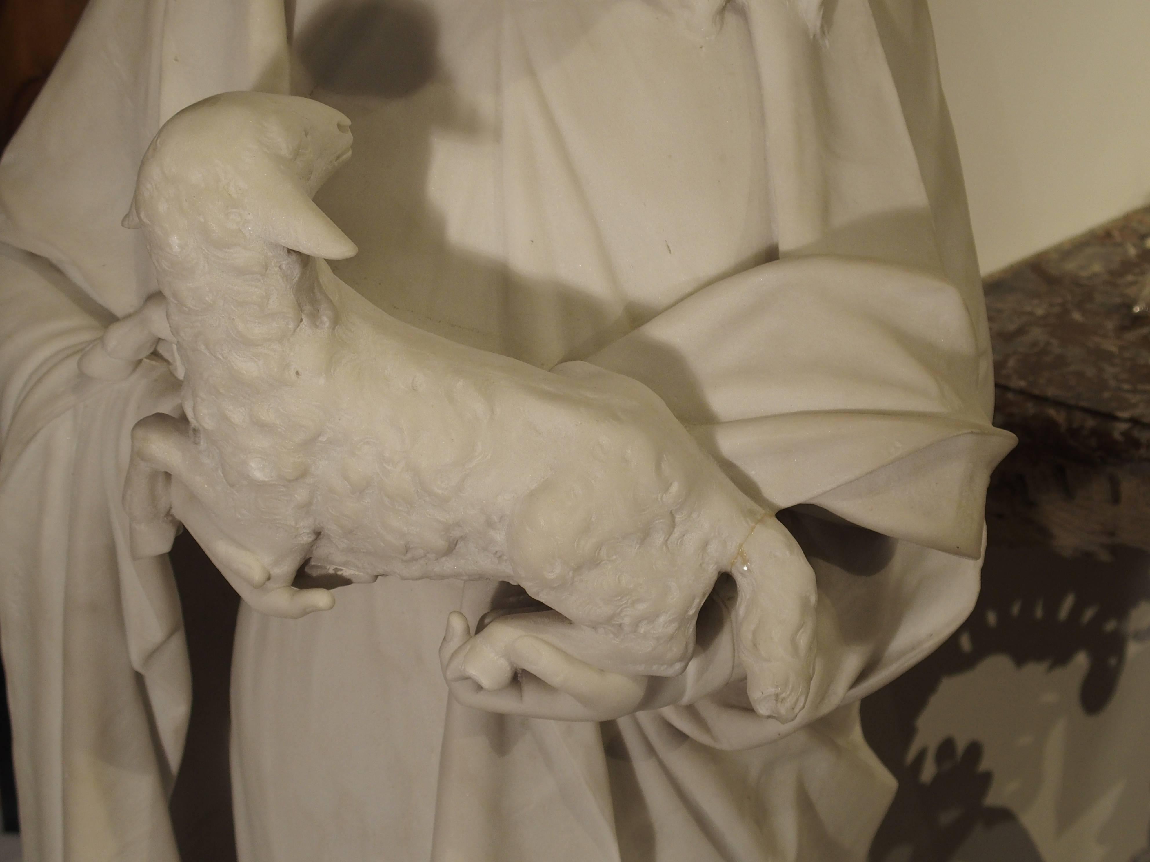 Antique Carved Marble Statue of St. Agnes by Daprato Rigali 10