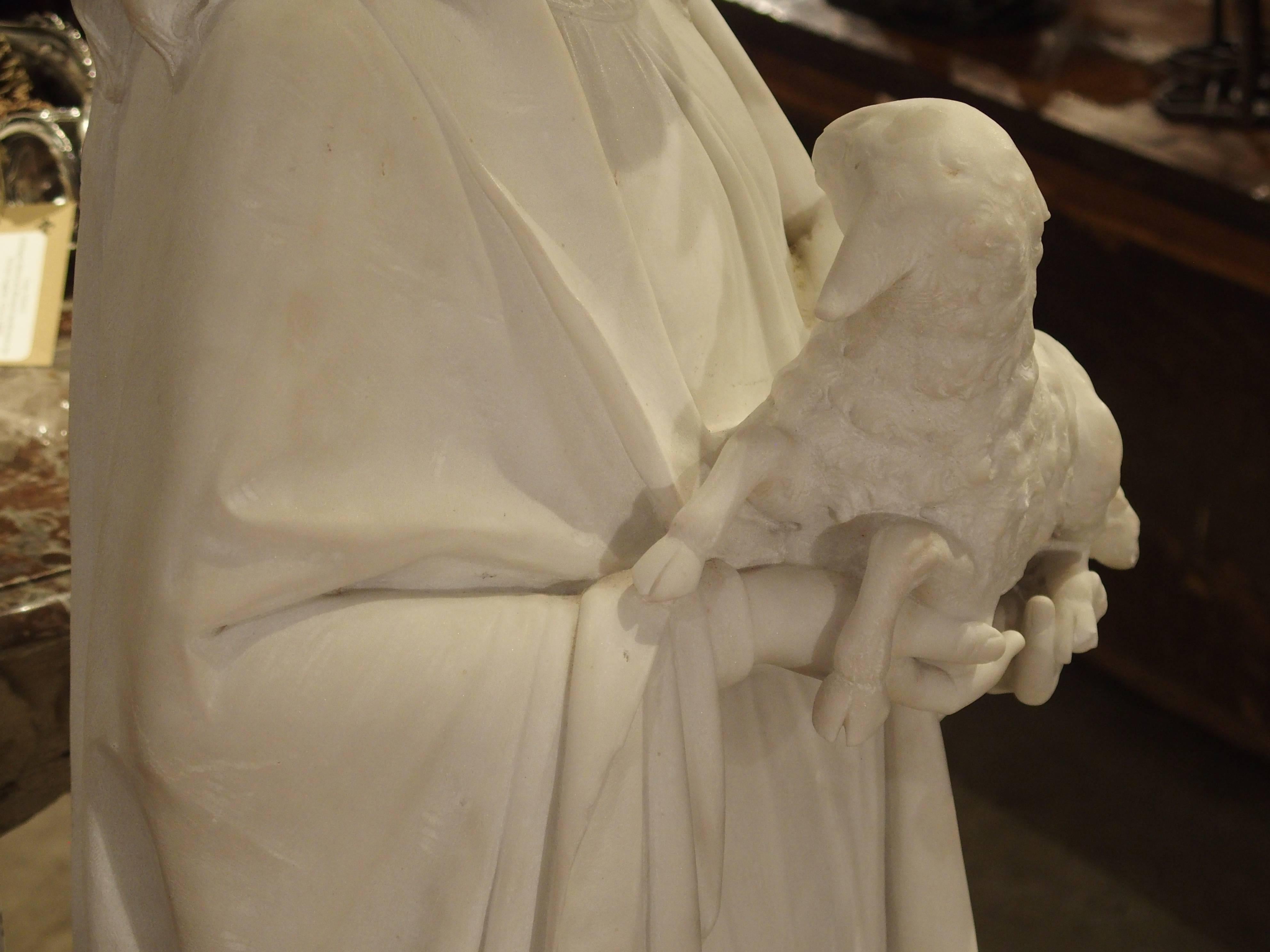 American Antique Carved Marble Statue of St. Agnes by Daprato Rigali