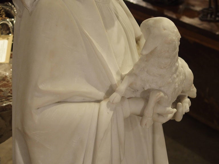 Antique Carved Marble Statue of St. Agnes by Daprato Rigali at 1stDibs