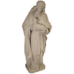 Antique Carved Marble Statue of St. Agnes by Daprato Rigali