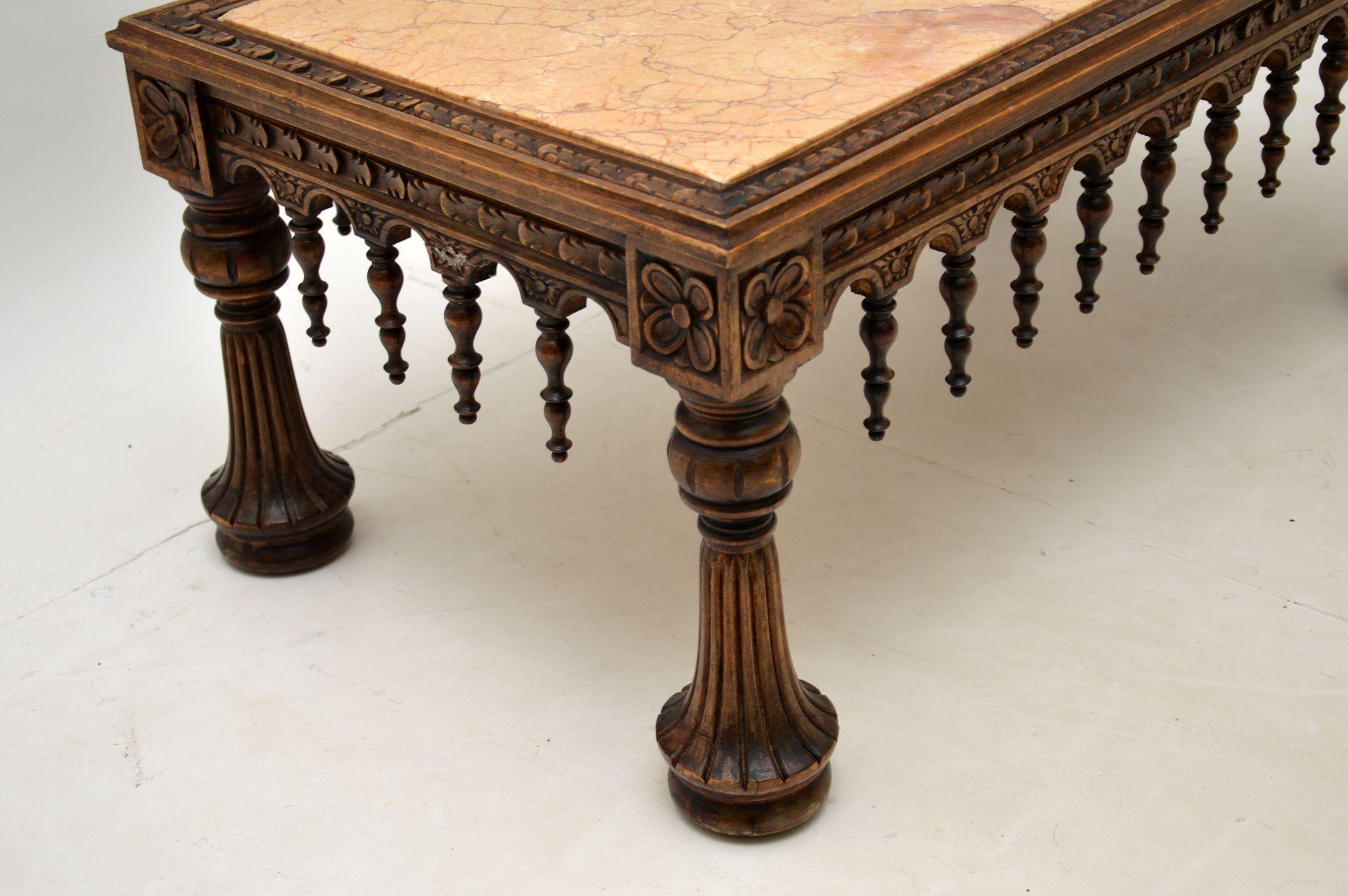 Antique Carved Marble Top Coffee Table 3