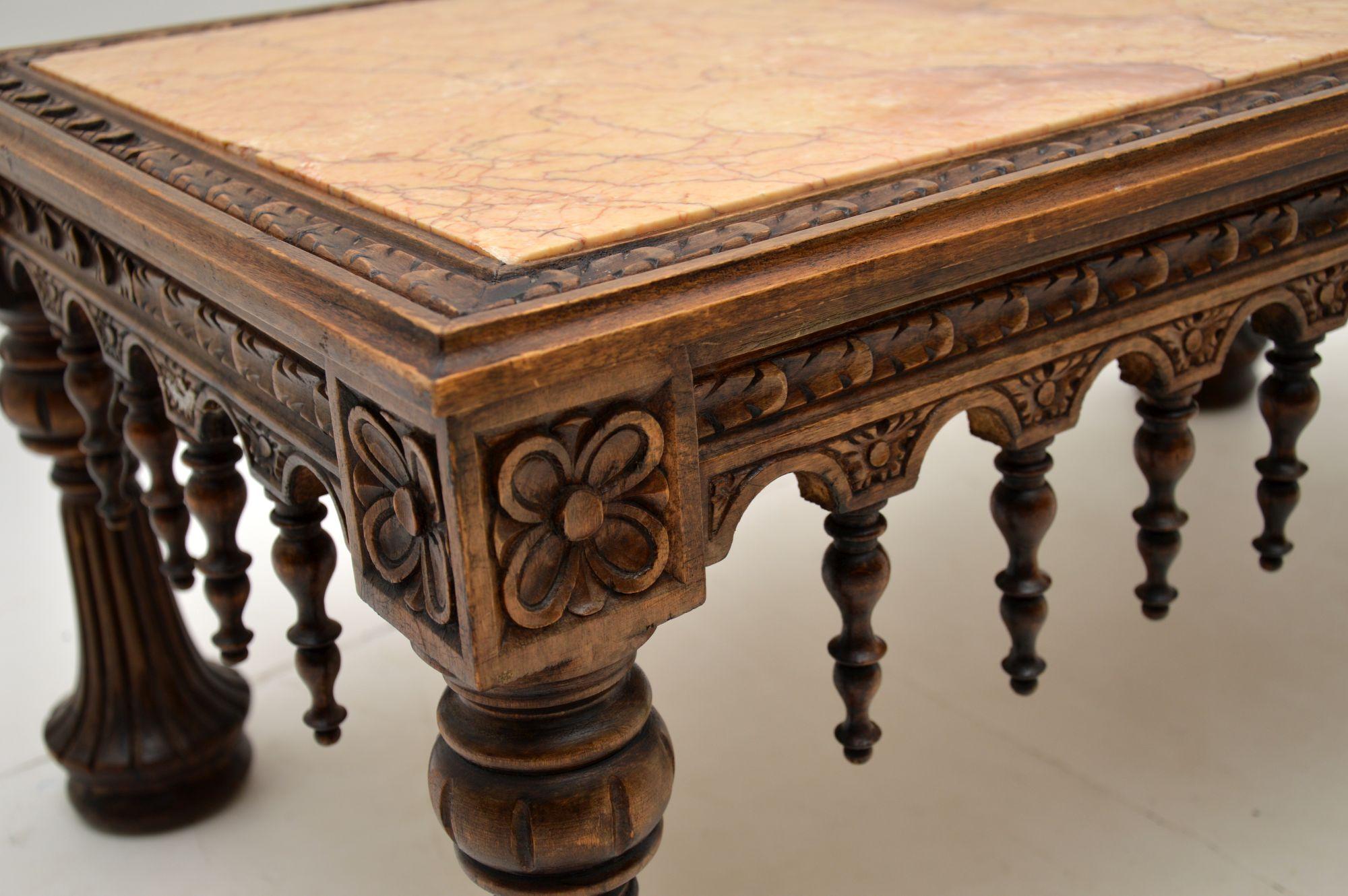 Antique Carved Marble Top Coffee Table 4