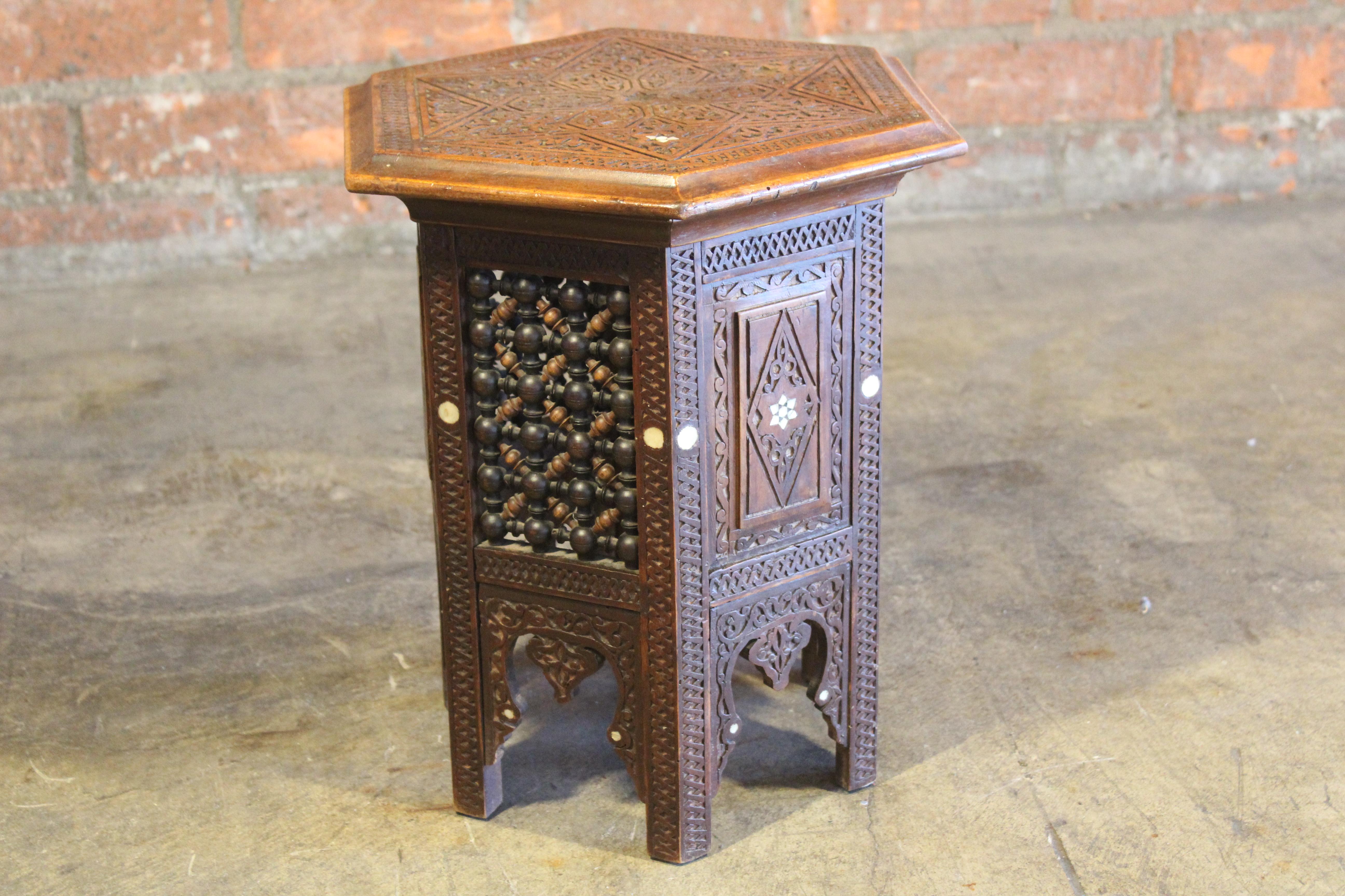 Antique Carved Moorish Side Table For Sale 4
