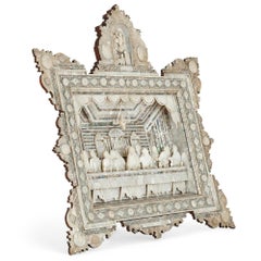 Antique Carved Mother of Pearl and Abalone Last Supper from Jerusalem