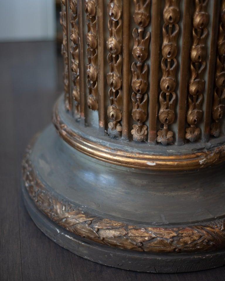Antique Carved Napoleon III Pedestal Table with Breccia Marble Top (Napoleon III.) im Angebot