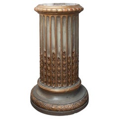 Antique Carved Napoleon III Pedestal Table with Breccia Marble Top