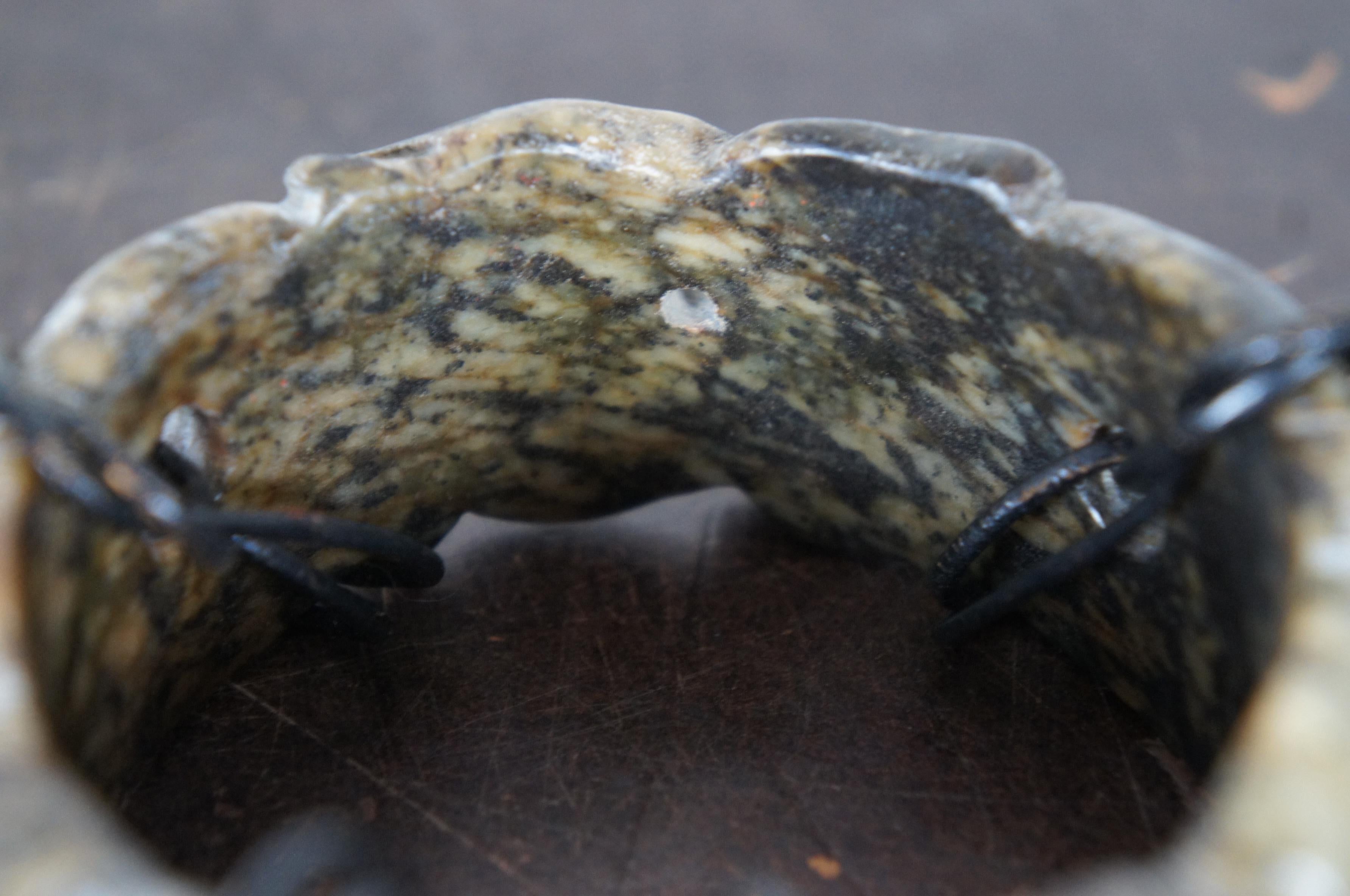 Antique Carved Nephrite Hetian Jade Stone Bangle Bracelet & Display Stand 5
