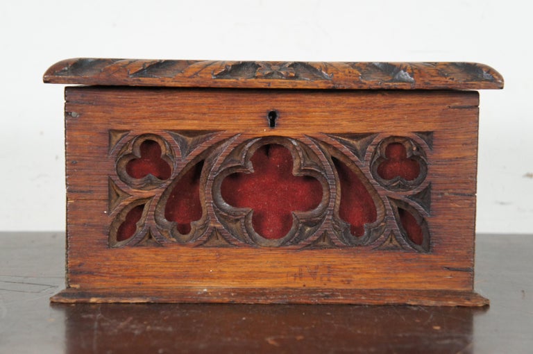 Antique Carved Oak 19th Century Gothic Revival Reticulated Letter Post ...