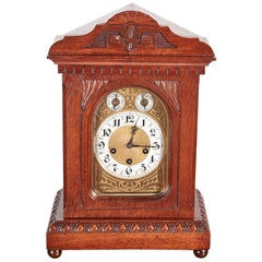 Antique Carved Oak 8 Day Mantel Clock