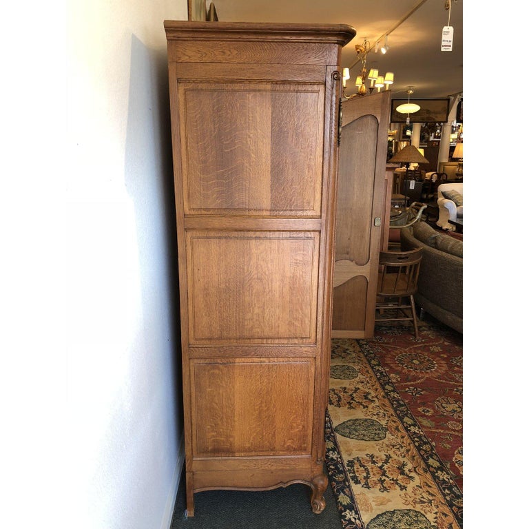 Custom Fitted Carved Oak Armoire For Sale at 1stDibs