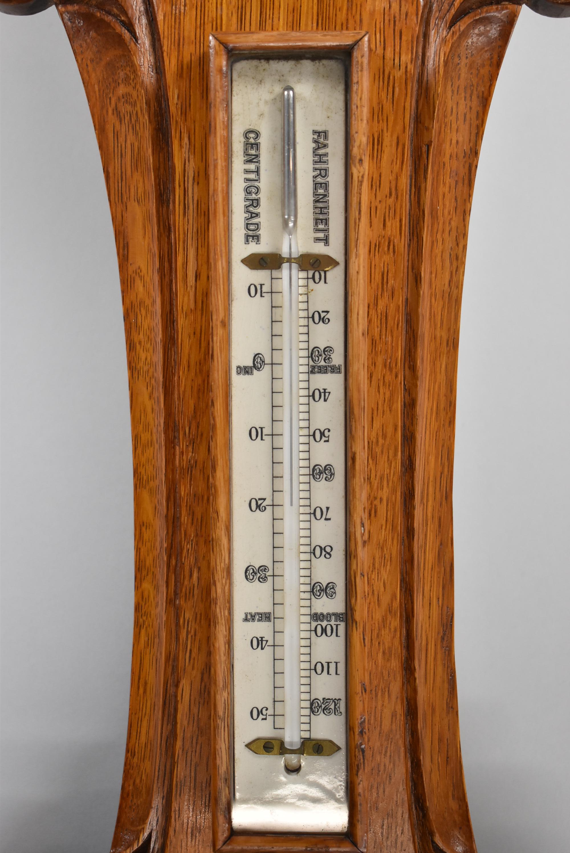 European Antique Carved Oak Barometer Lloyd, Payne & Amiel Manchester England For Sale