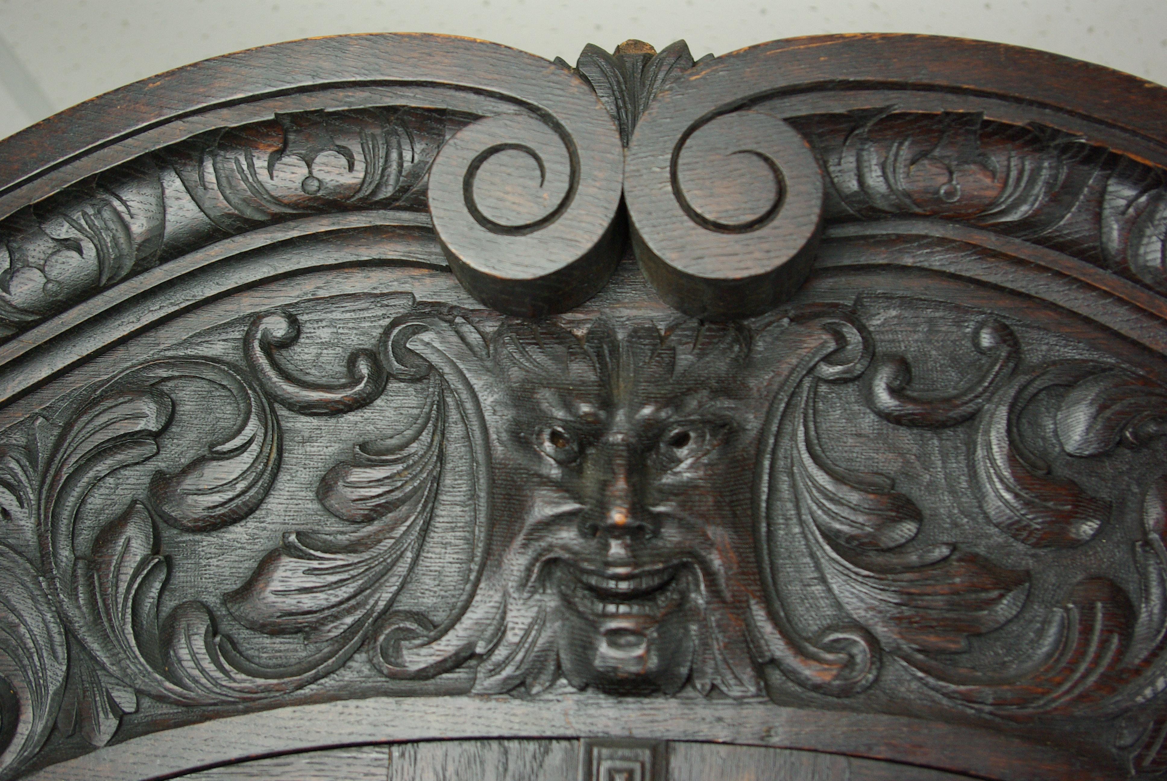 Antique Carved Oak Bookcase Baroque Cabinet Carved Oak, France, 1880 REDUCED!!!! 2