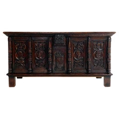 Antique Carved Oak Coffer