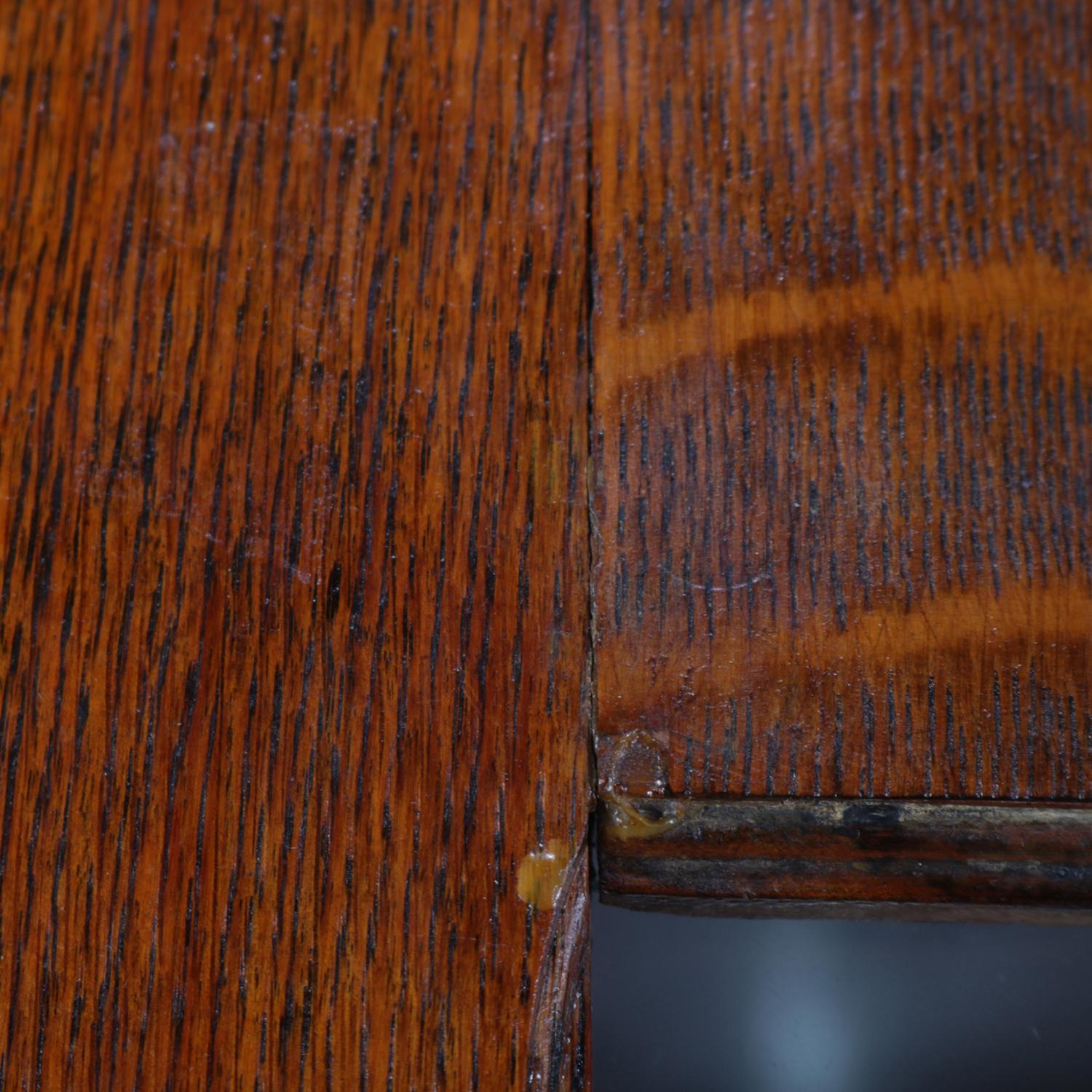 Antique Carved Oak & Curved Glass Mirror Back Paw Foot China Cabinet, circa 1910 3