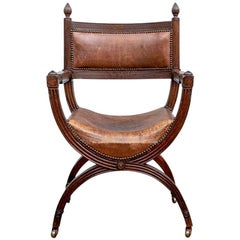 Antique Carved Oak Dante Chair