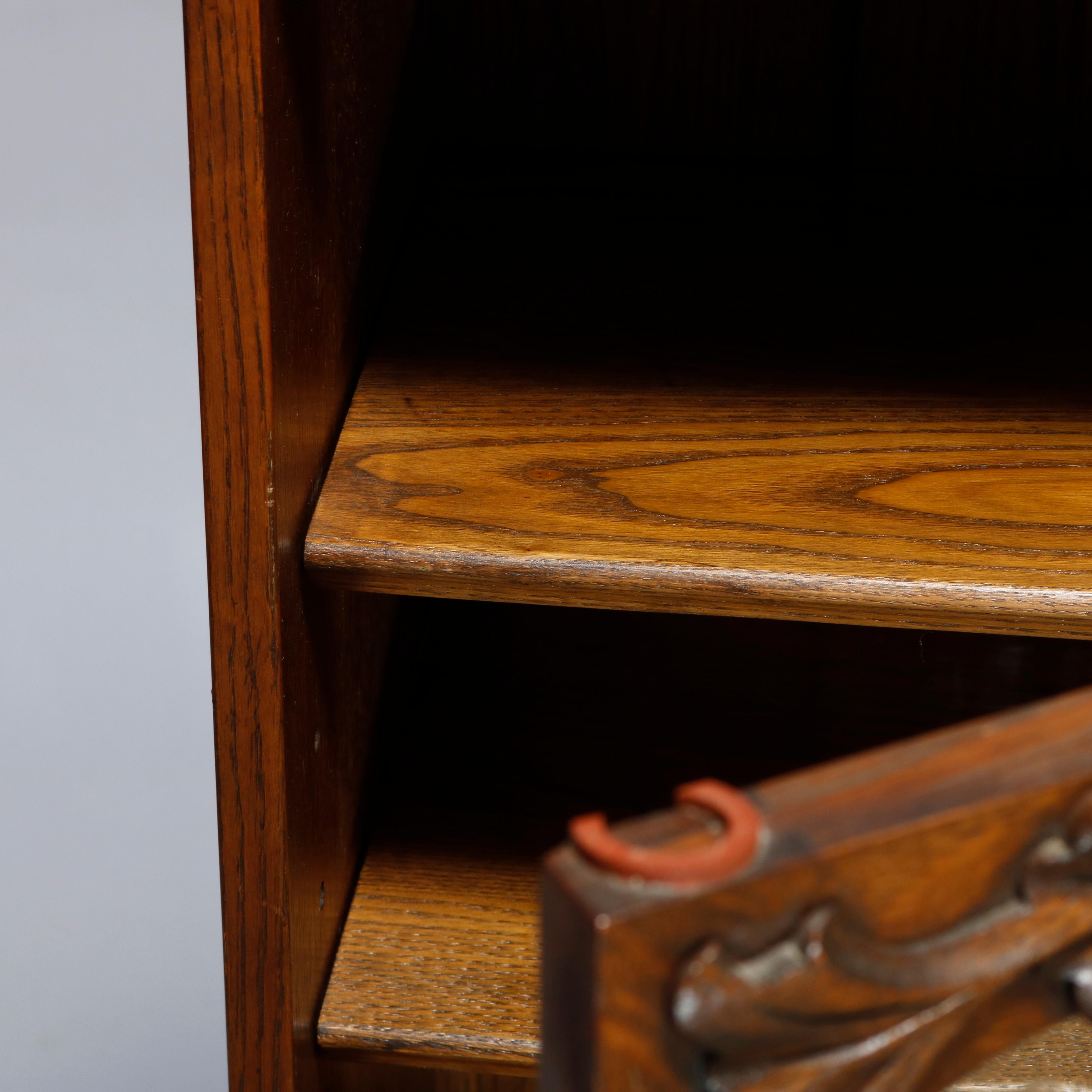 20th Century Antique Carved Oak Diminutive Bookcase, C1910