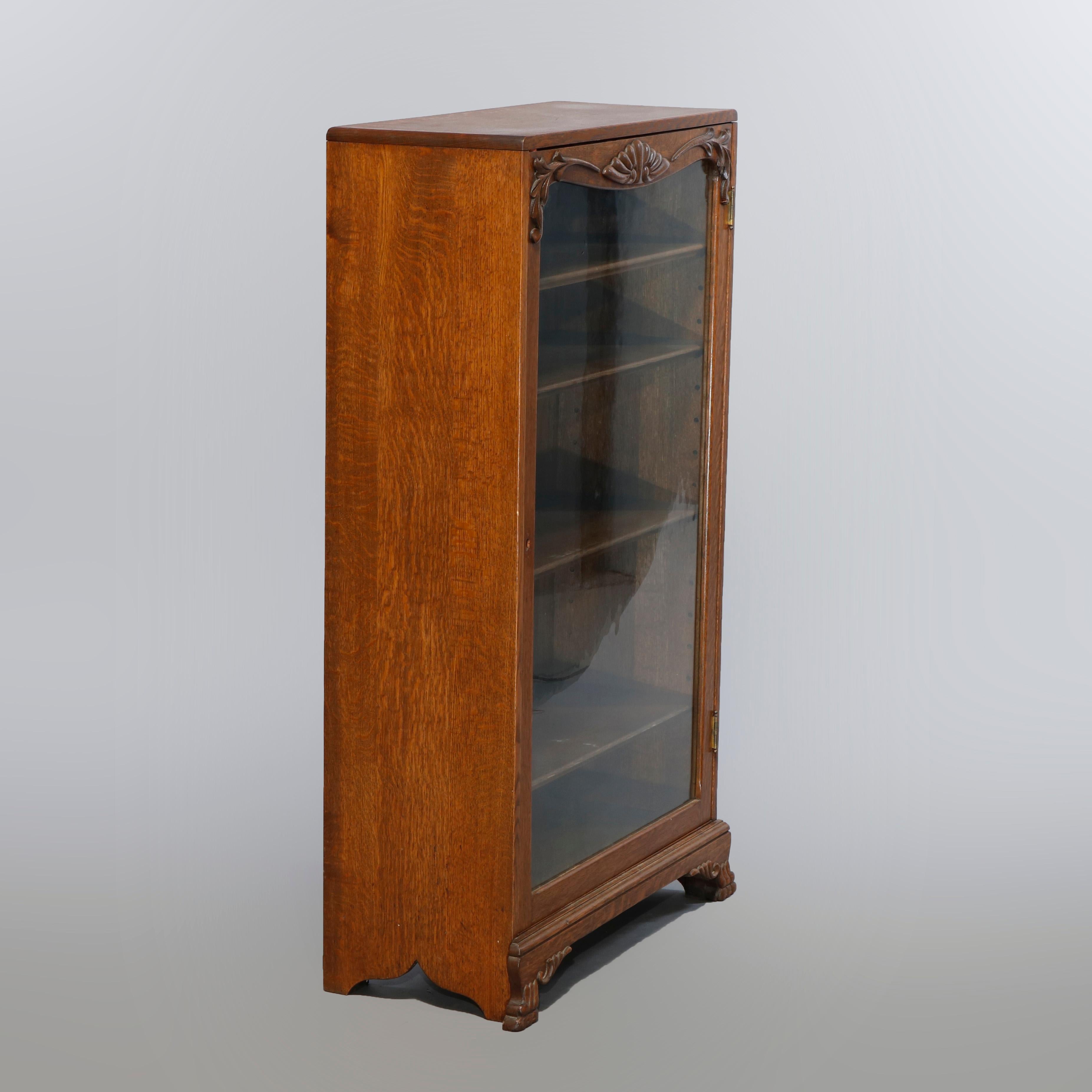 Wood Antique Carved Oak Diminutive Bookcase, C1910