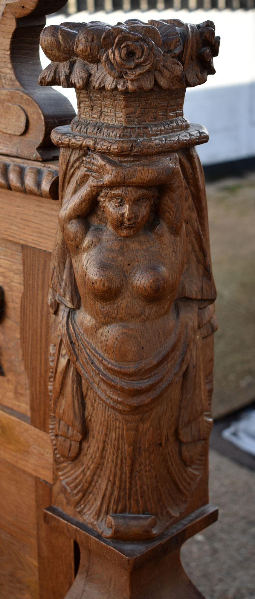 Antique Carved Oak Double Bed For Sale 4