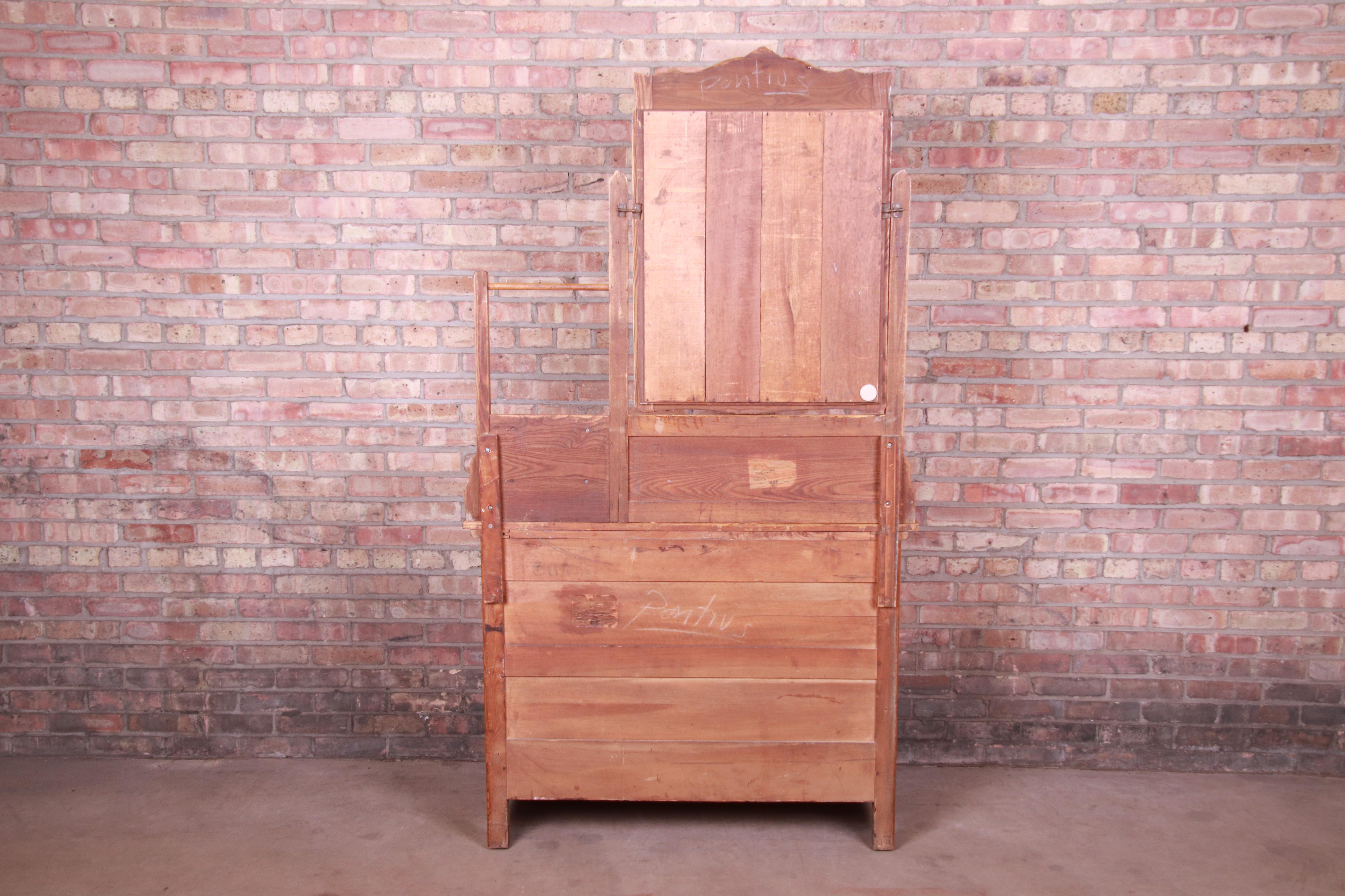 Antique Carved Oak Dresser with Mirror, circa 1900 For Sale 2