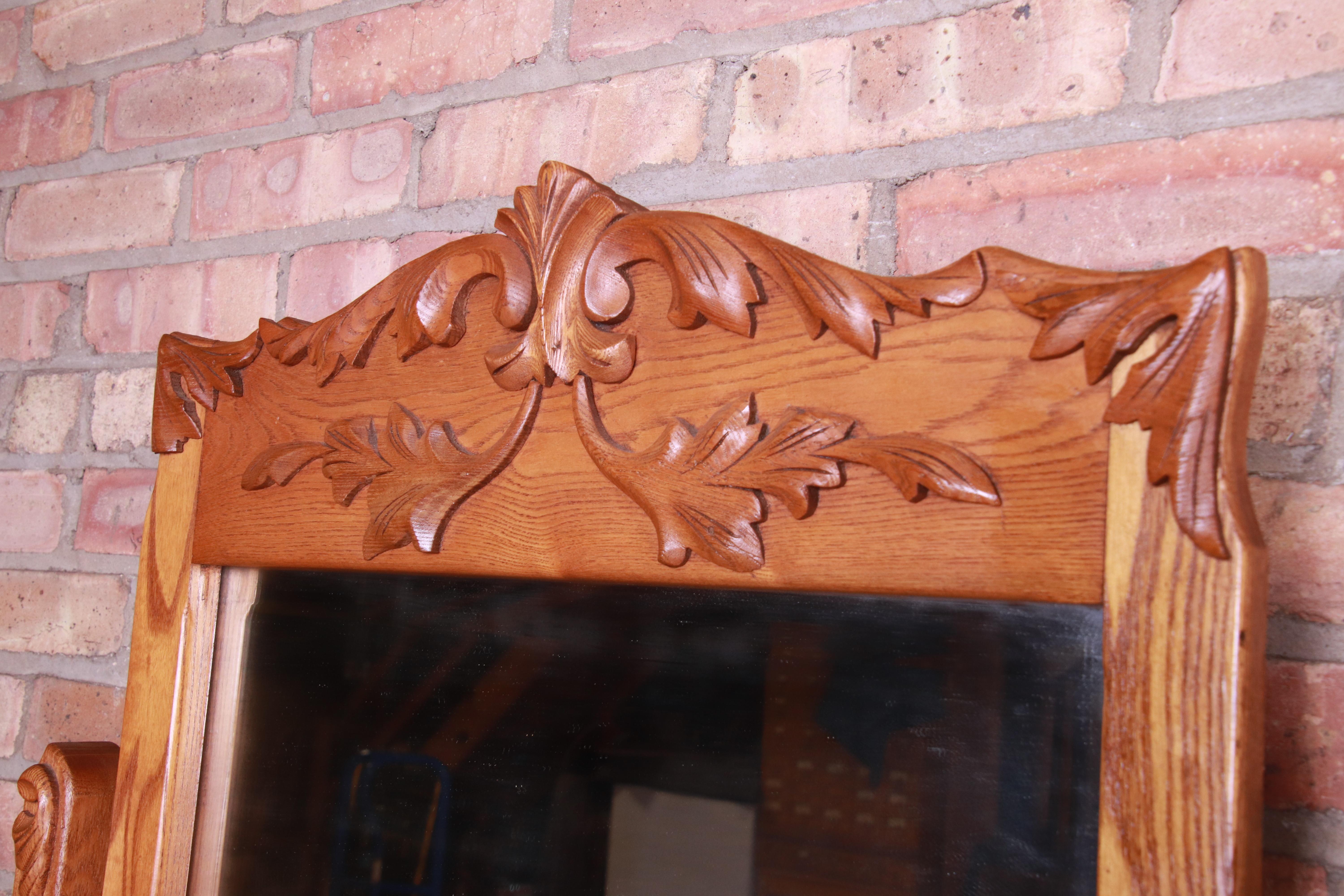 American Antique Carved Oak Dresser with Mirror, circa 1900