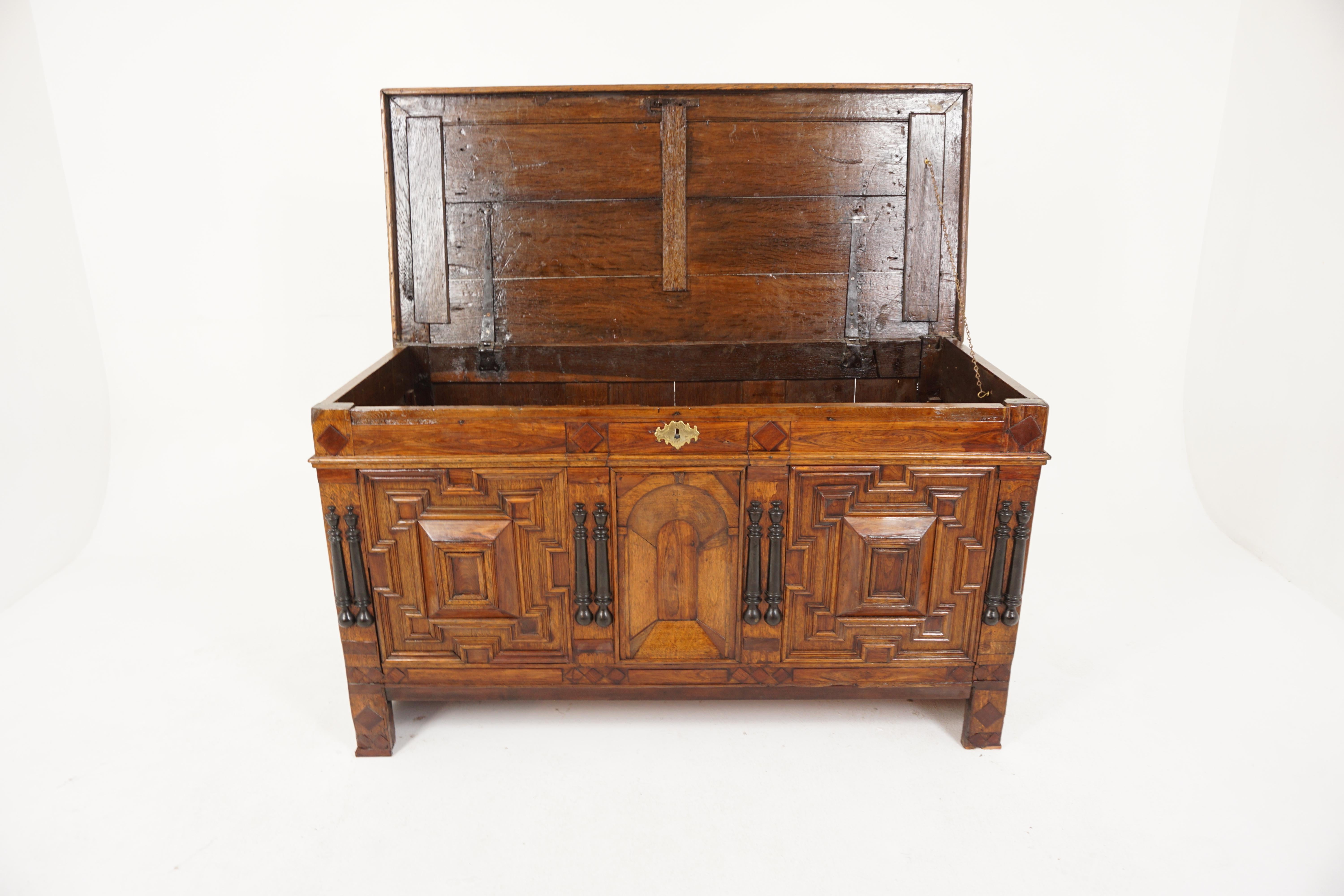 Antique Carved Oak Dutch Trunk, Dowry/Blanket Box, Coffer, Holland 1790, H346 For Sale 2