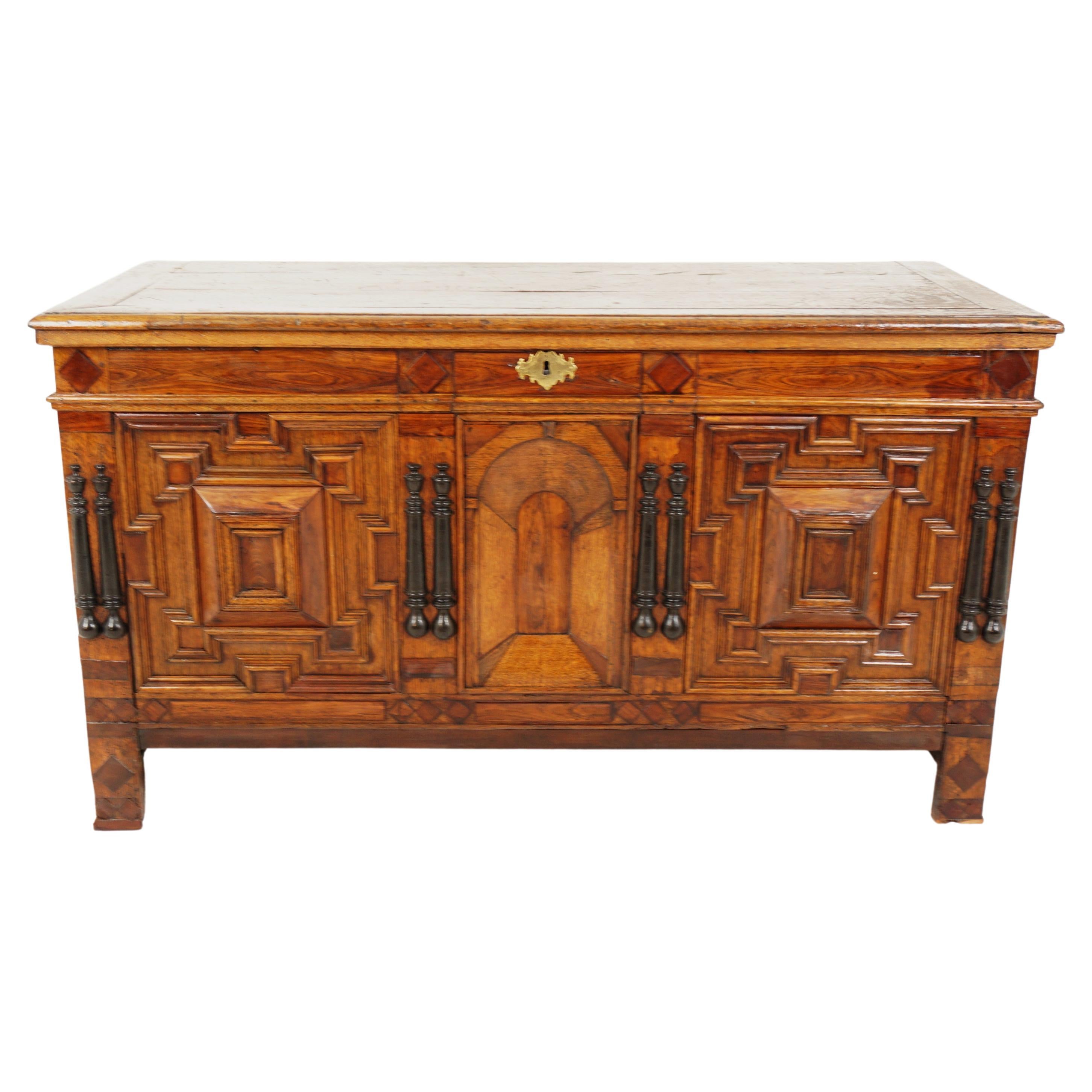 Antique Carved Oak Dutch Trunk, Dowry/Blanket Box, Coffer, Holland 1790, H346 For Sale