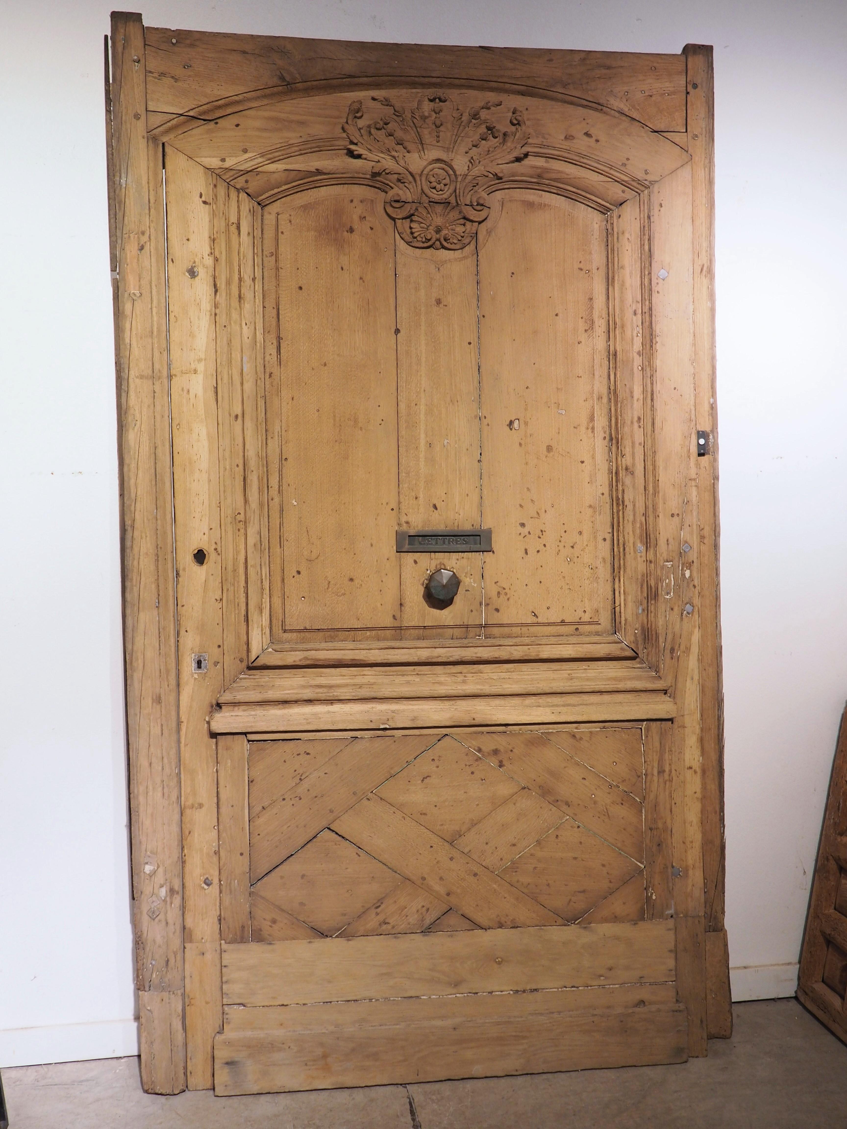 Antique Carved Oak Entry Door from France, Circa 1850 13