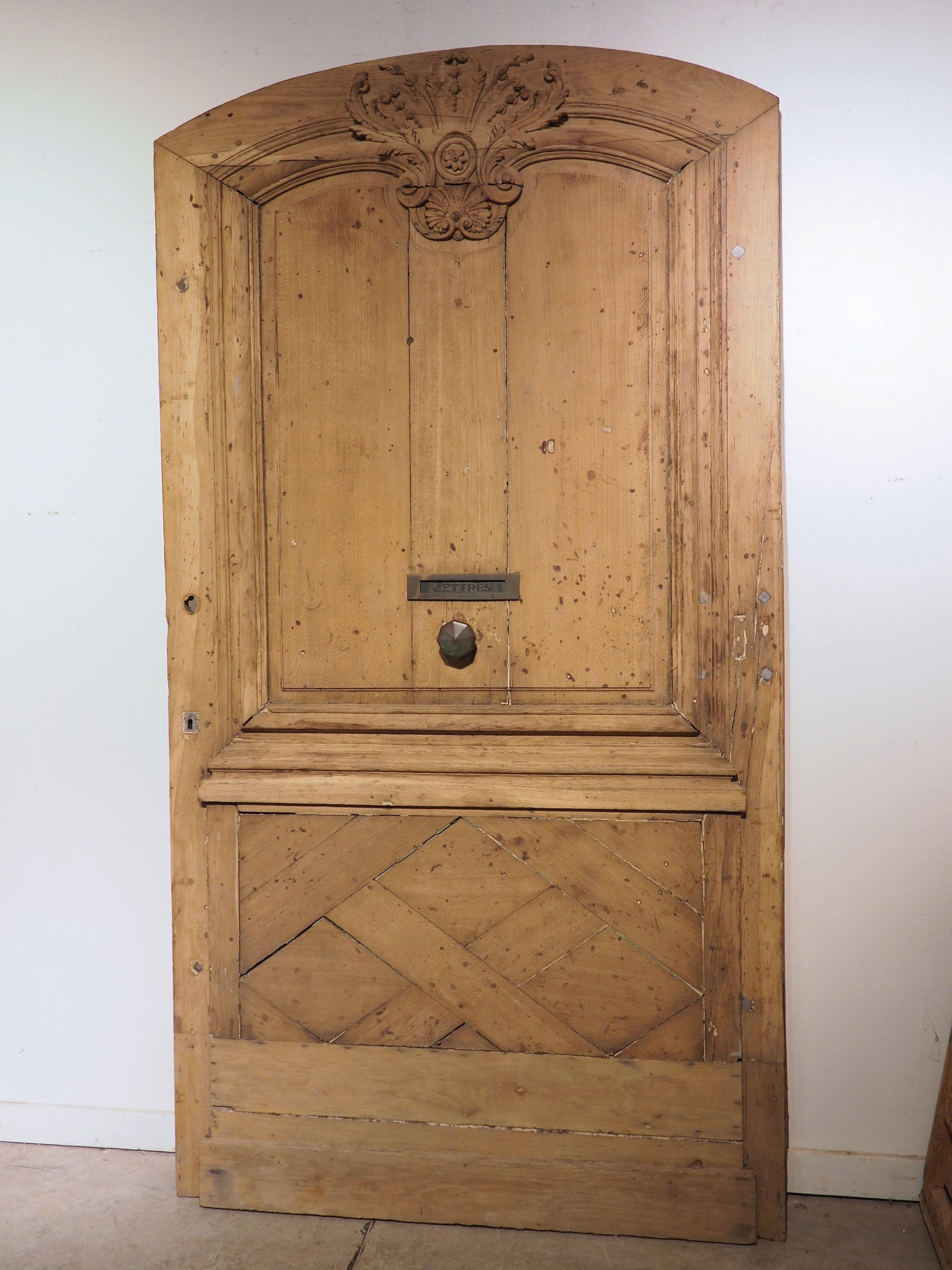 Antique Carved Oak Entry Door from France, Circa 1850 In Good Condition In Dallas, TX