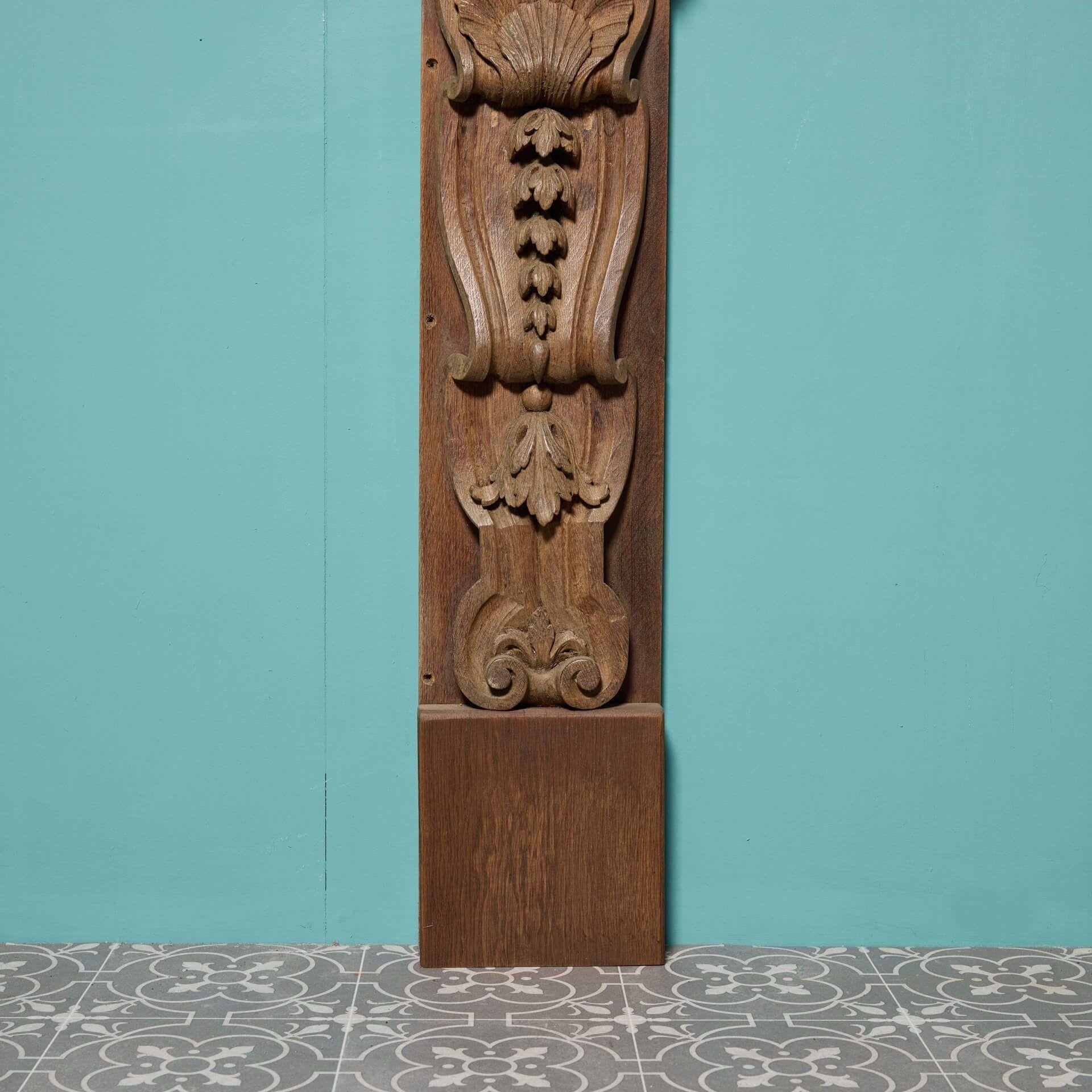 19th Century Antique Carved Oak Fire Mantel For Sale