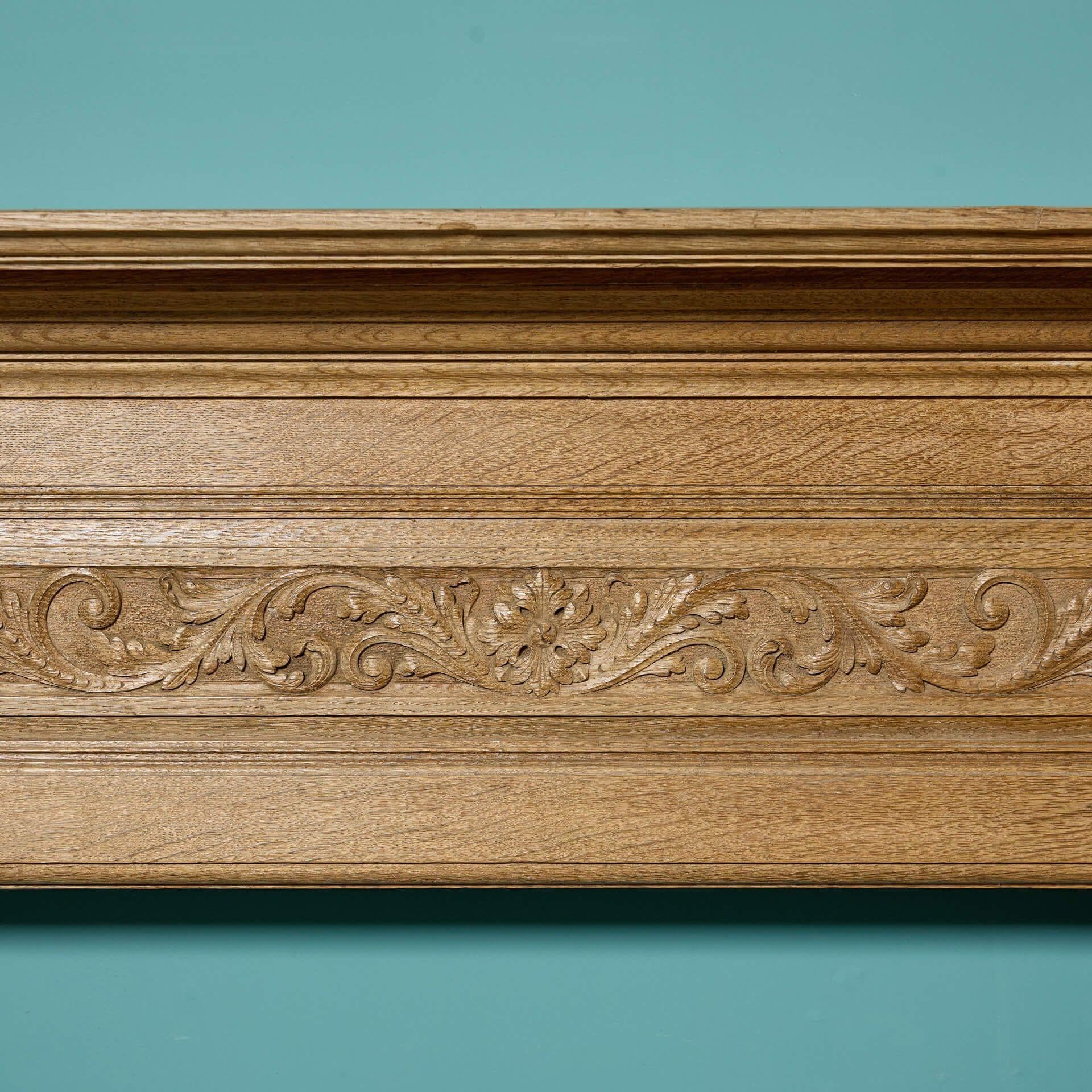 Edwardian Antique Carved Oak Fireplace Surround For Sale