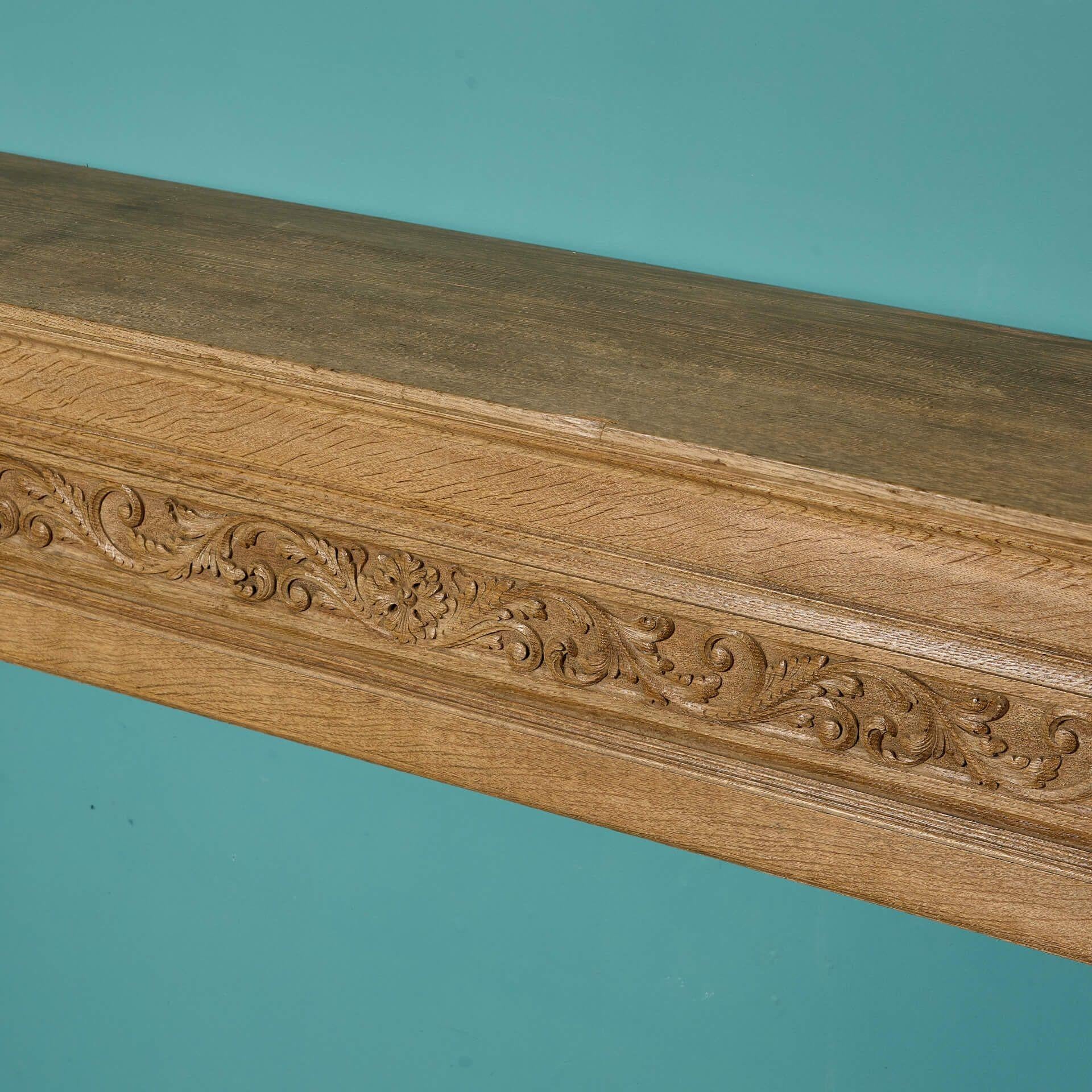 English Antique Carved Oak Fireplace Surround For Sale