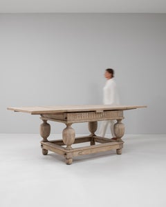 Antique Carved Oak Folding Table, Pedestal Base, Belgium, 1900s