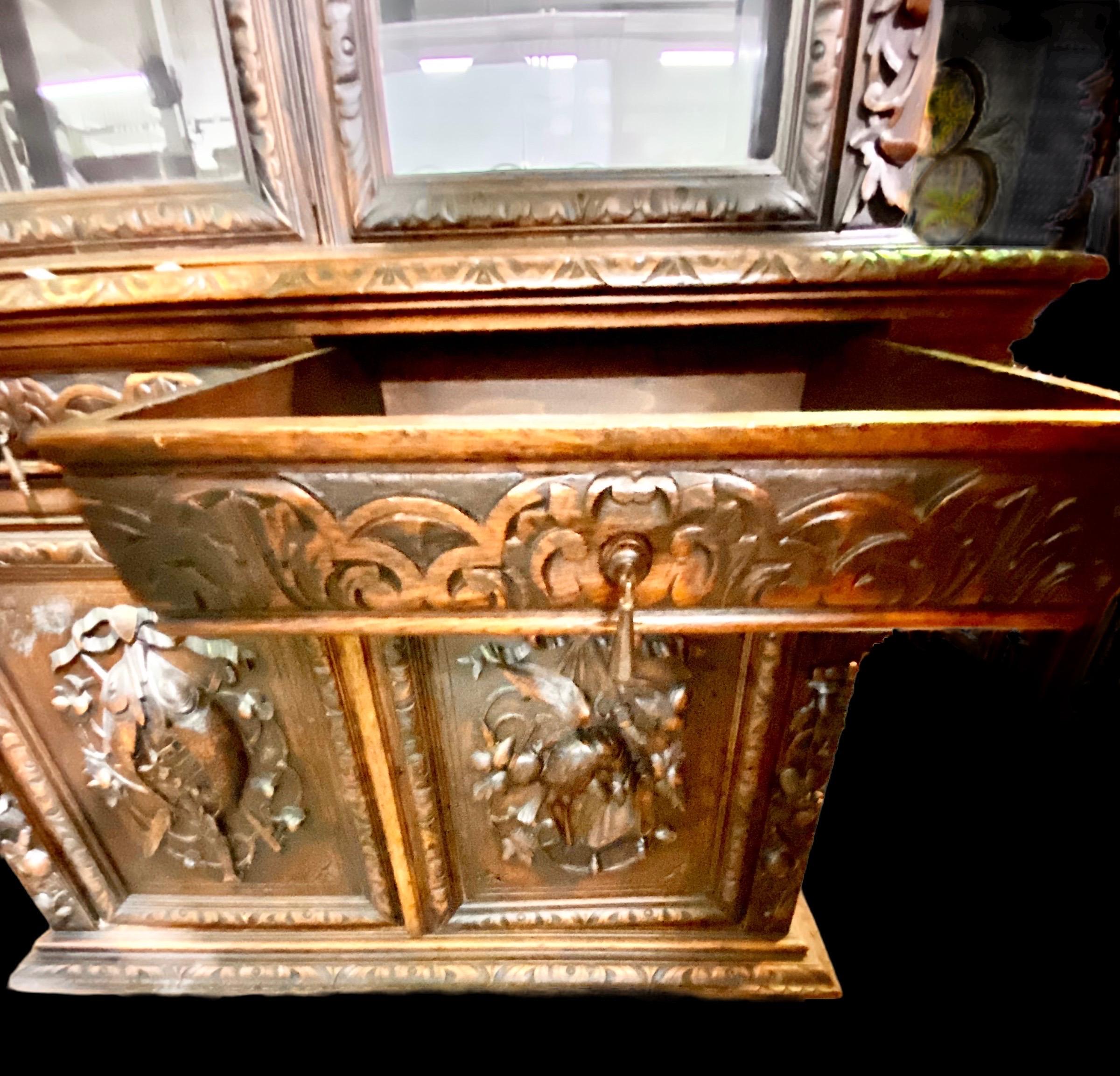 Antique Carved Oak French Henri II Cupboard 5