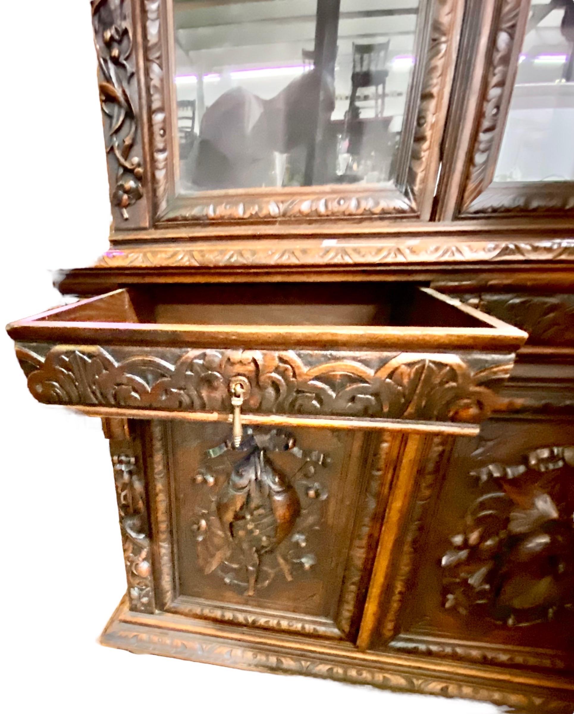 Antique Carved Oak French Henri II Cupboard 6
