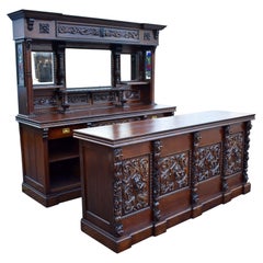 Antique Carved Oak Front and Back Bar