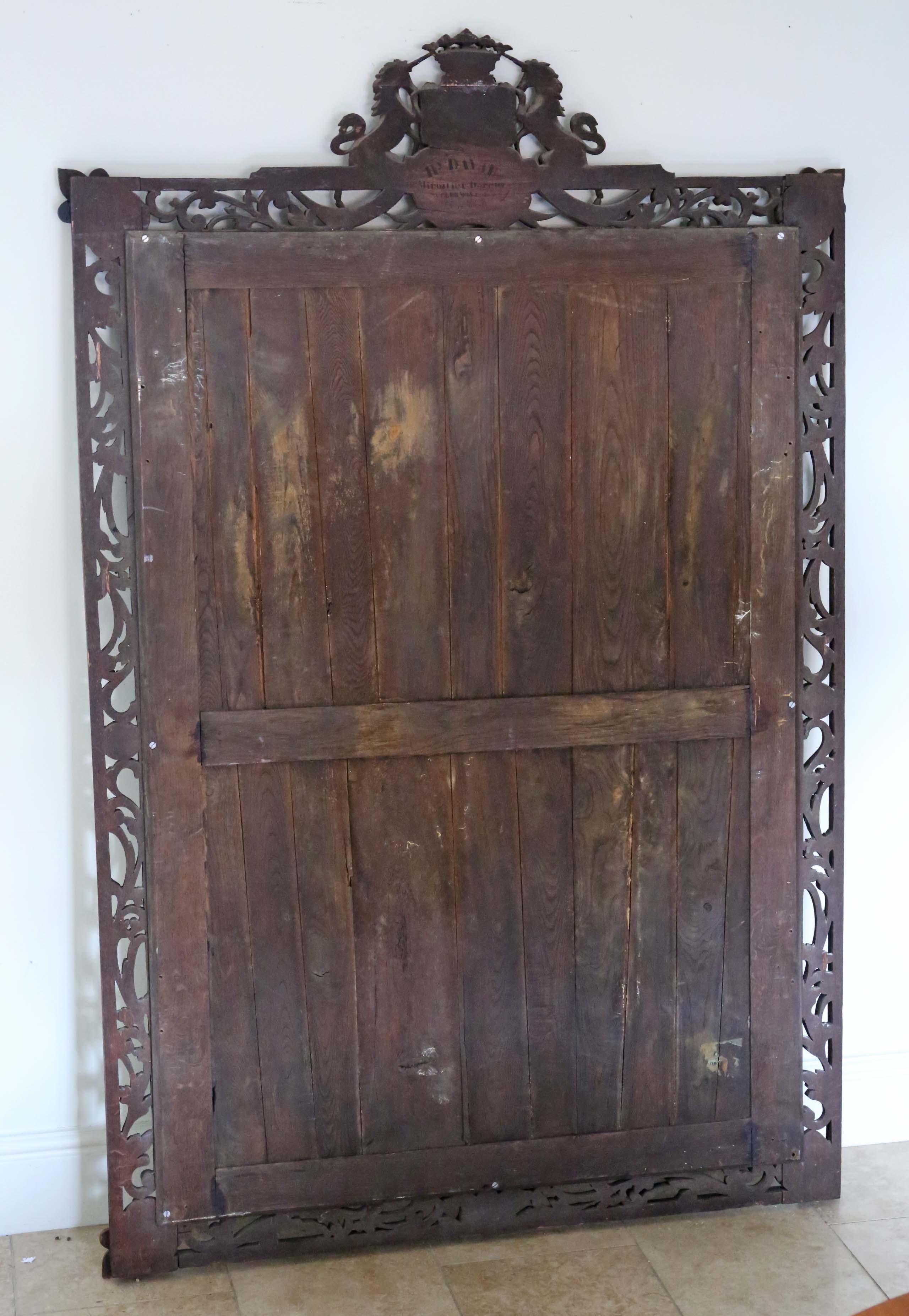 Antique Carved Oak Full Height Wall Floor Mirror, 19th Century For Sale 4
