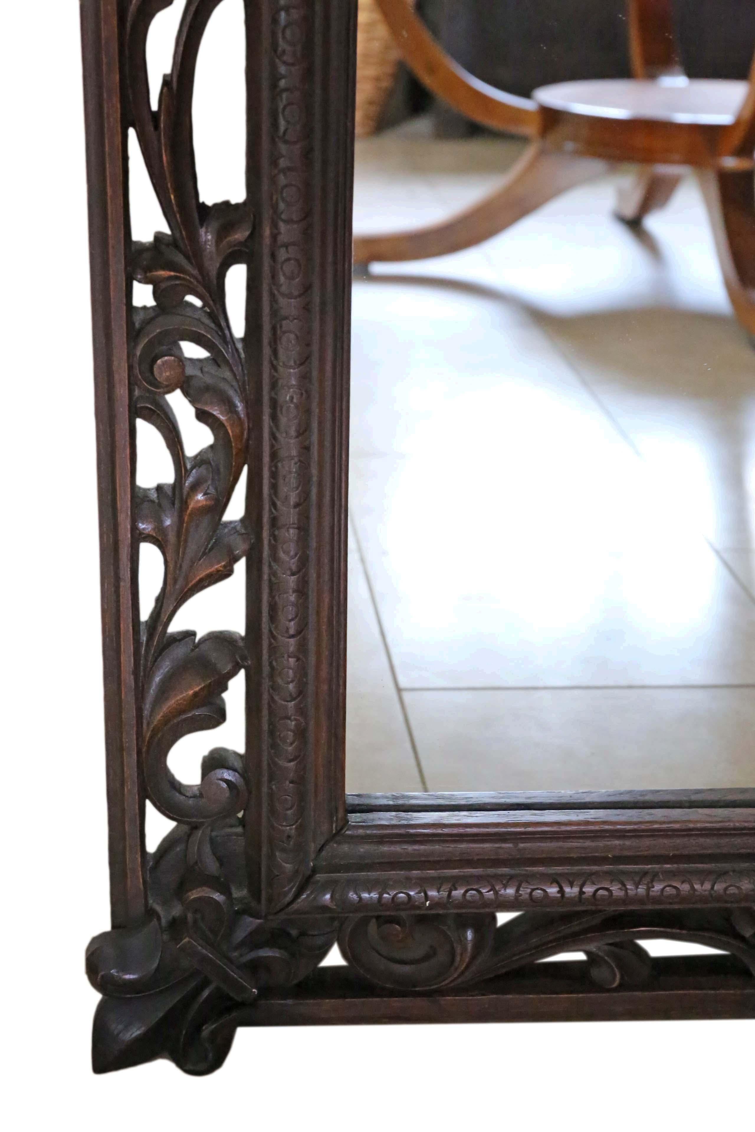 Antique Carved Oak Full Height Wall Floor Mirror, 19th Century In Good Condition For Sale In Wisbech, Cambridgeshire