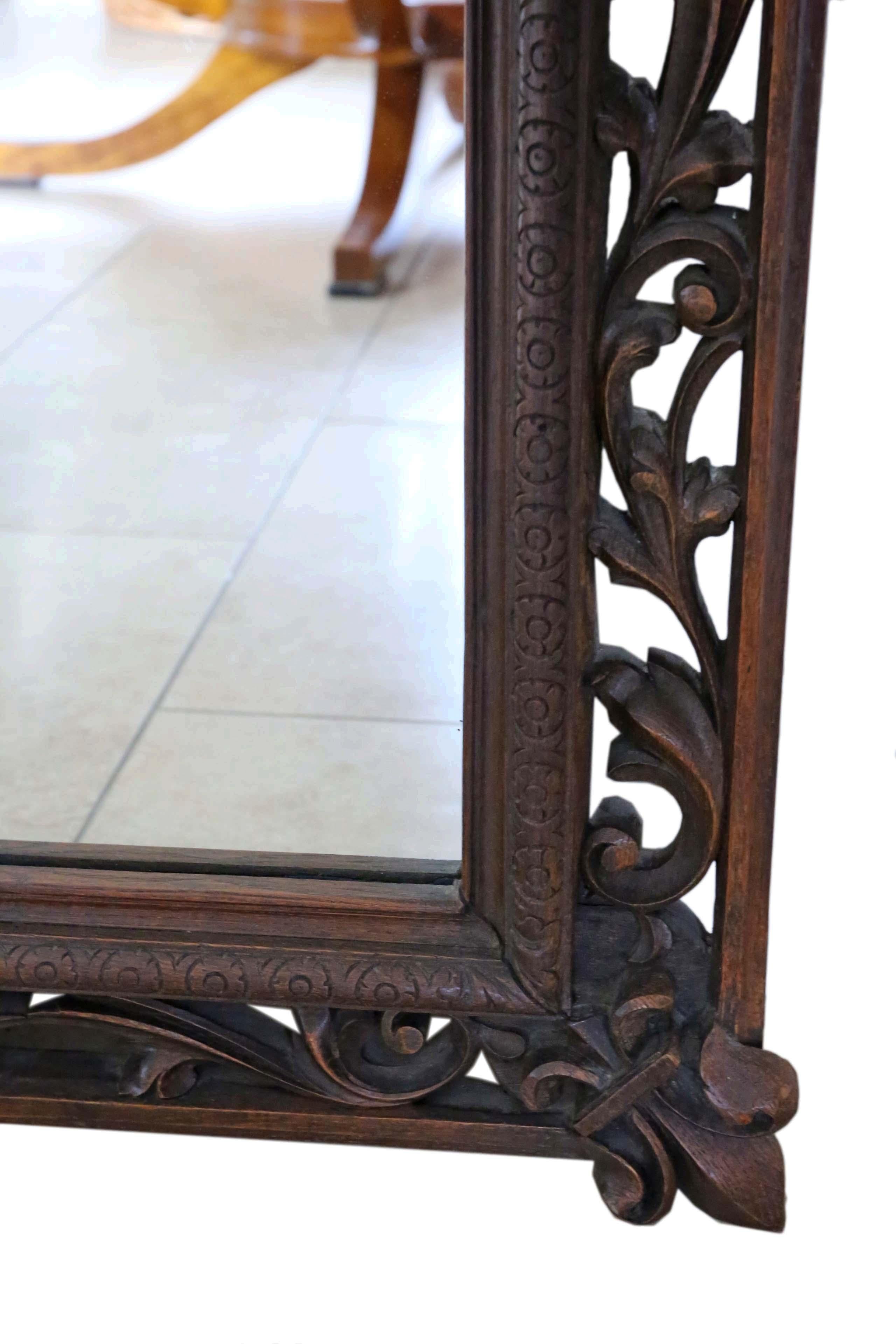 Antique Carved Oak Full Height Wall Floor Mirror, 19th Century For Sale 2
