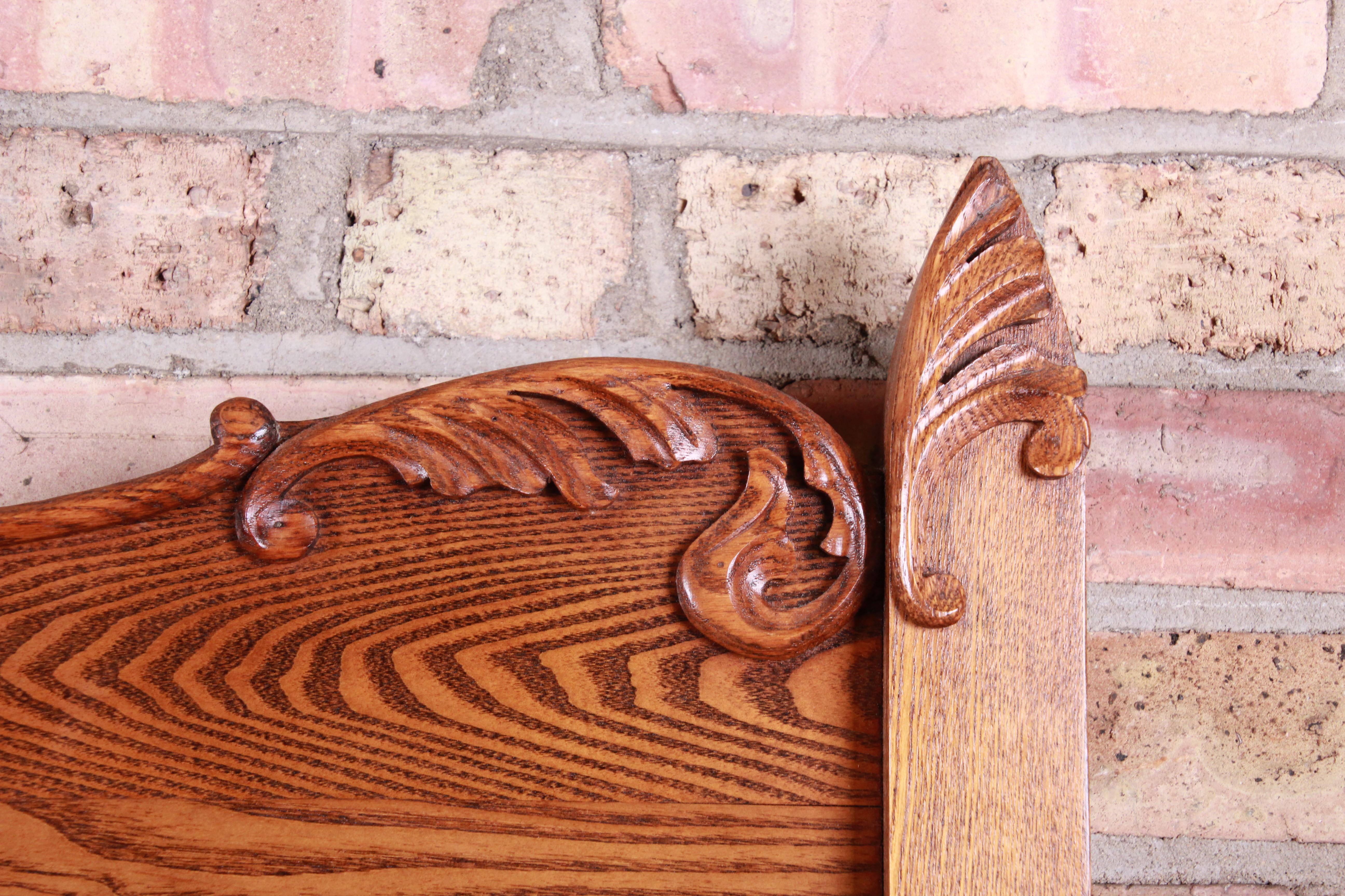 Victorian Antique Carved Oak Full Size Bed, circa 1900