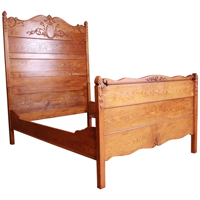 Antique Carved Oak Full Size Bed, circa 1900 at 1stDibs | 1900s bed, antique  wood bed, antique full size bed