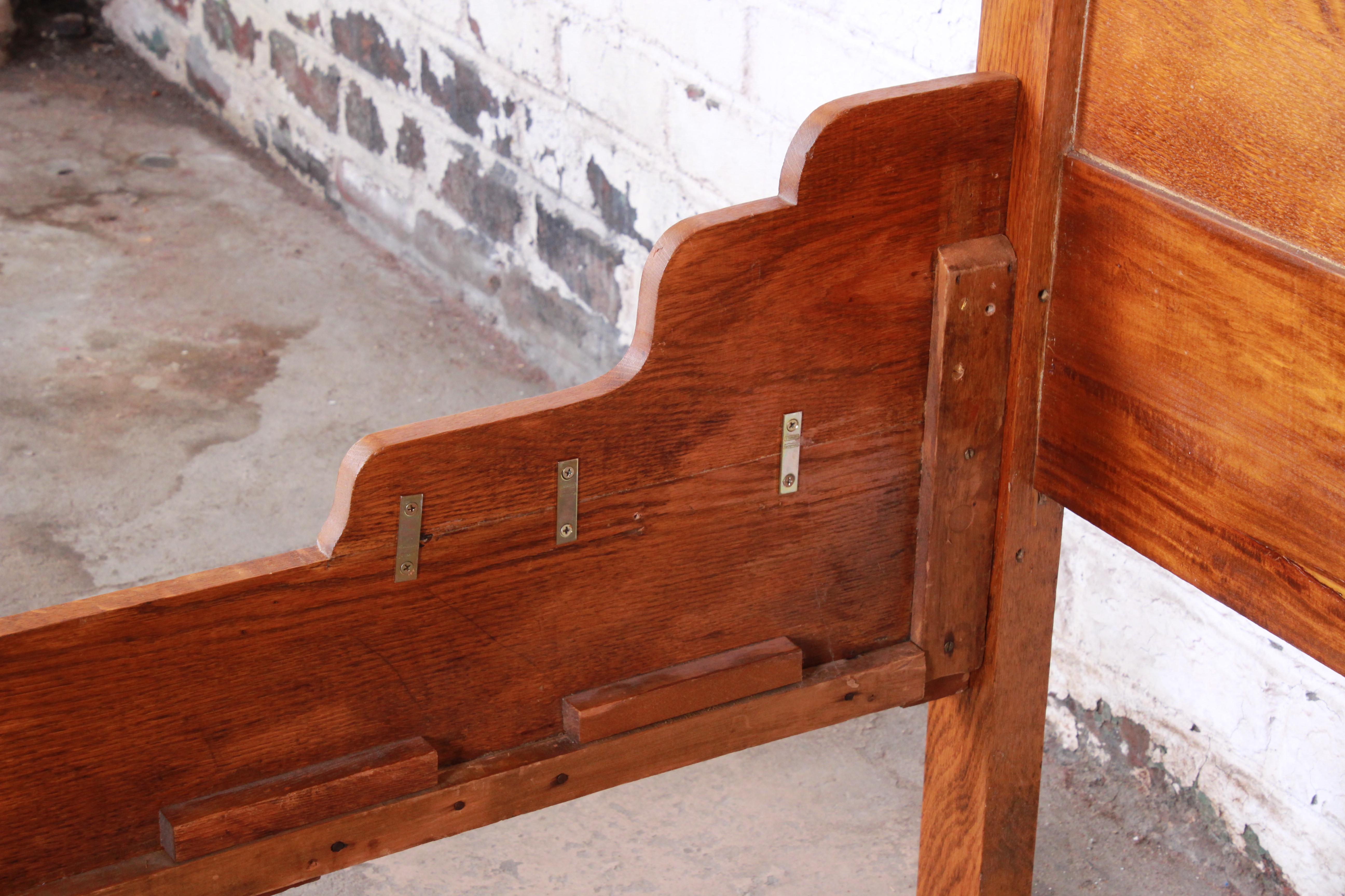 Antique Carved Oak Full Size Bed Frame, circa 1900 3