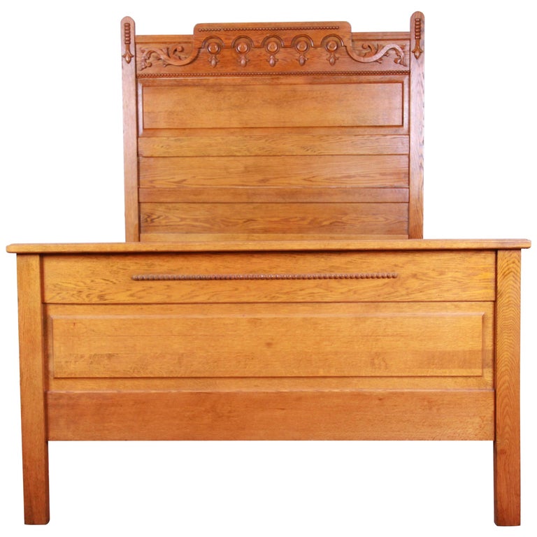 Antique Carved Oak Full Size Bed Frame, circa 1900 at 1stDibs 1900