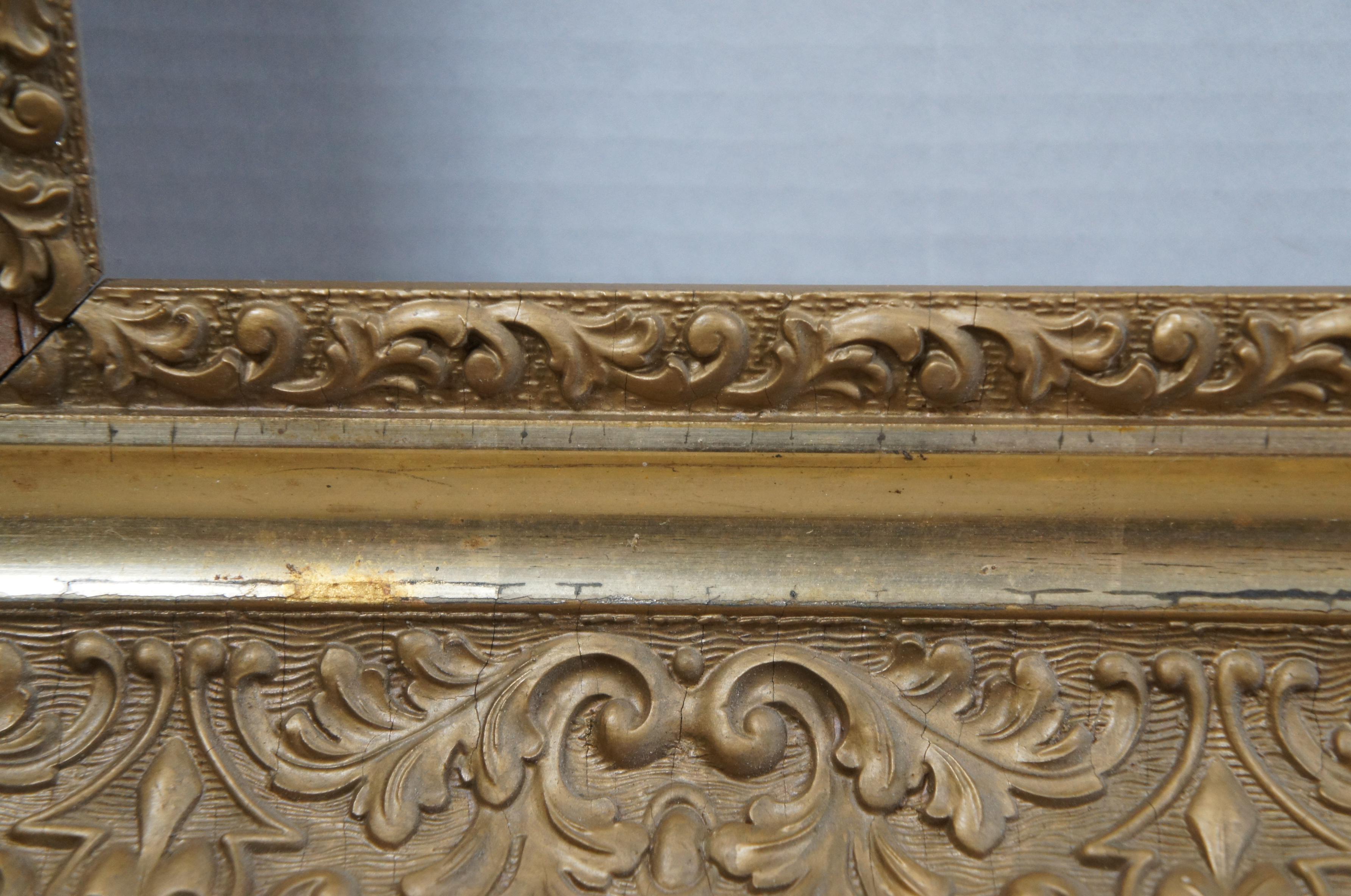 Antiguo Marco de Espejo de Roble Tallado Dorado Oro Acanto Foliado 41 en venta 5