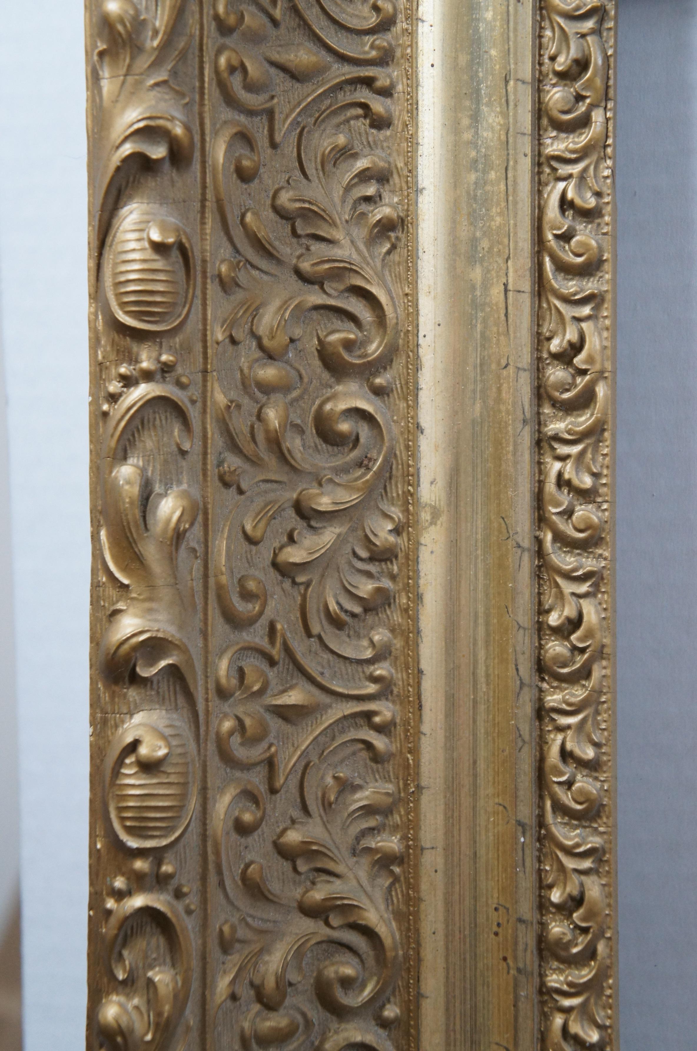 Antiguo Marco de Espejo de Roble Tallado Dorado Oro Acanto Foliado 41 en venta 6
