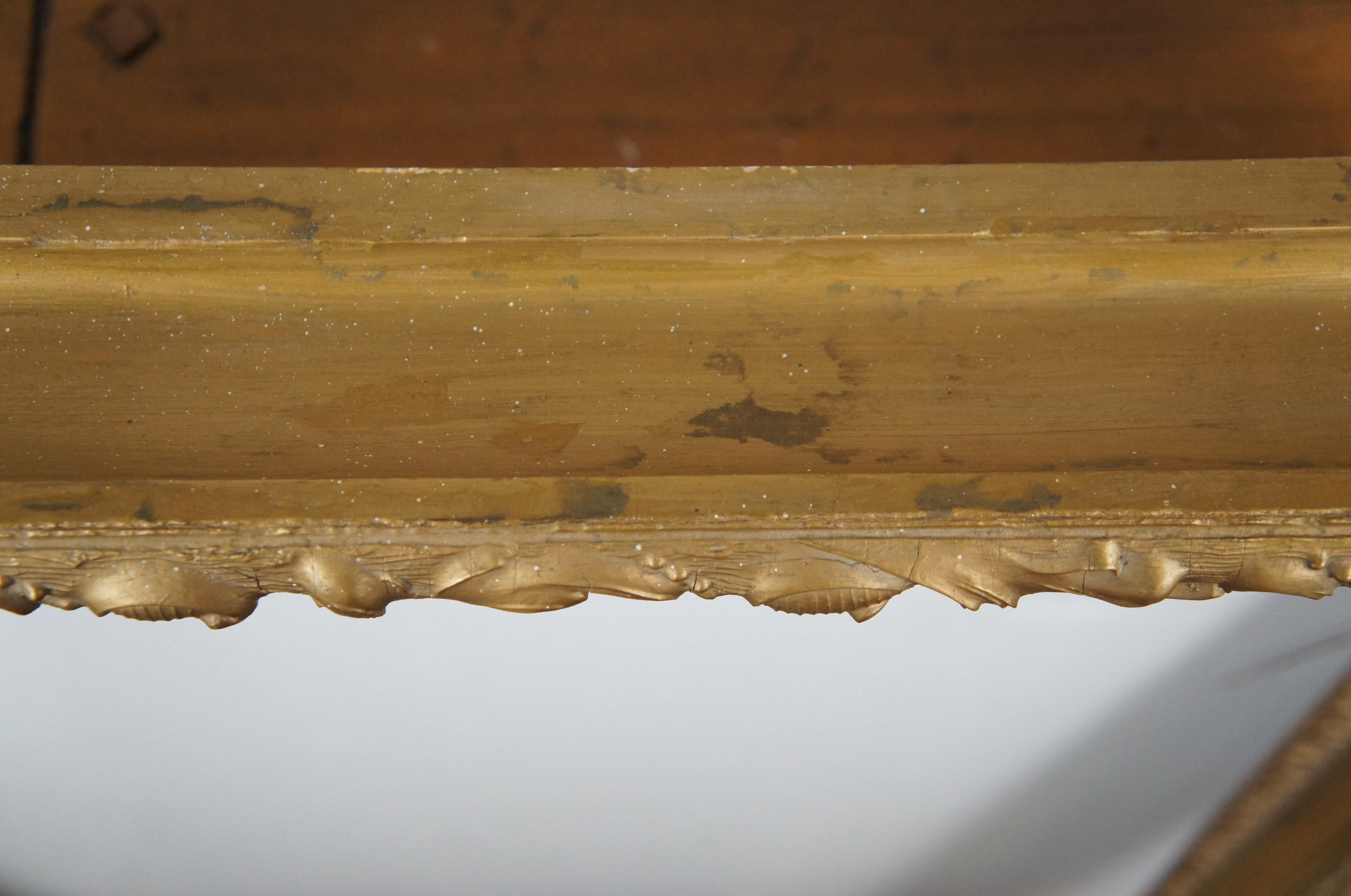 Antiguo Marco de Espejo de Roble Tallado Dorado Oro Acanto Foliado 41 Madera dorada en venta