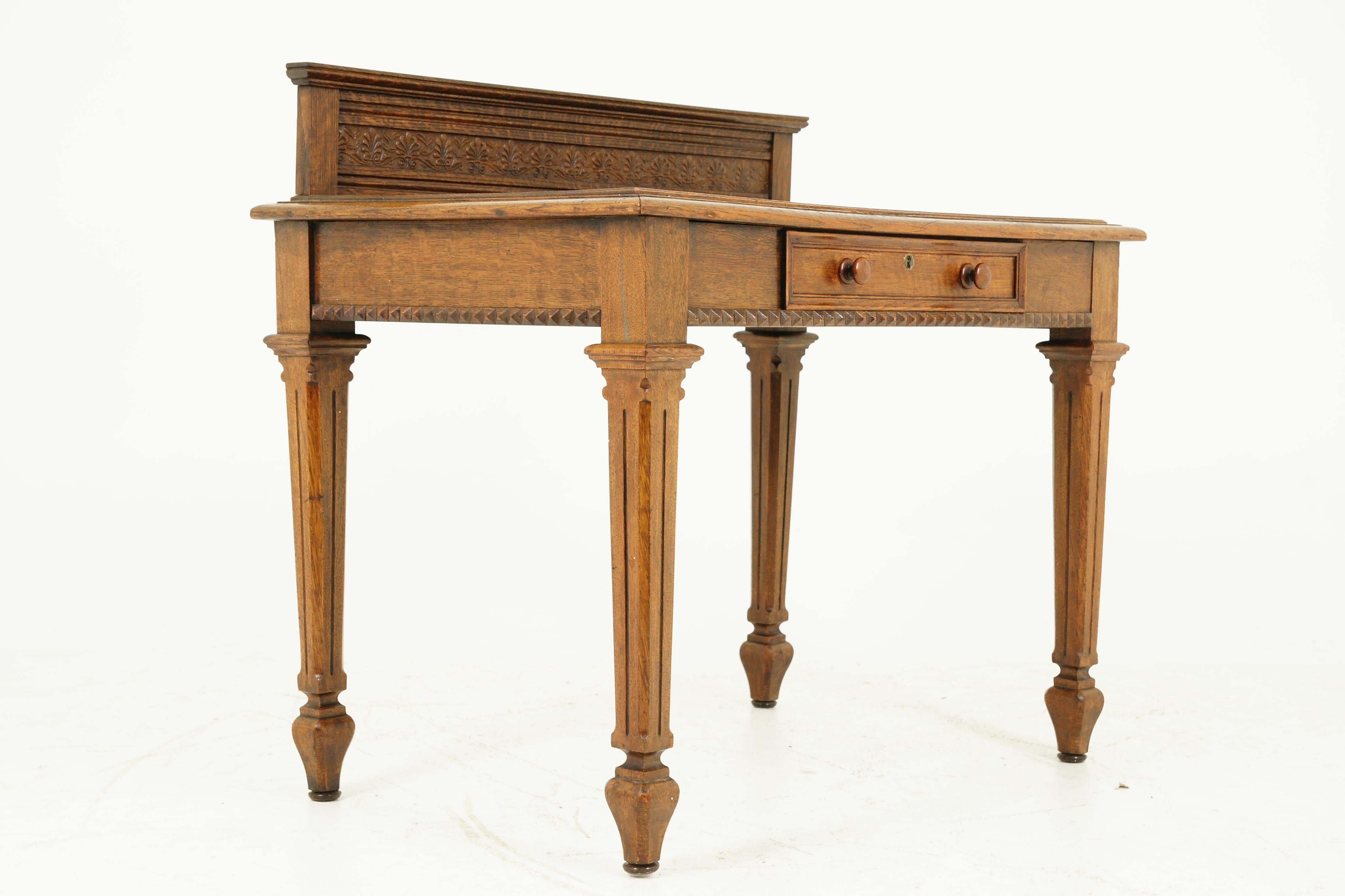 Art Nouveau Antique Carved Oak Hall Table, Console Table, Sewing, Oak, Scotland, 1890, B1684