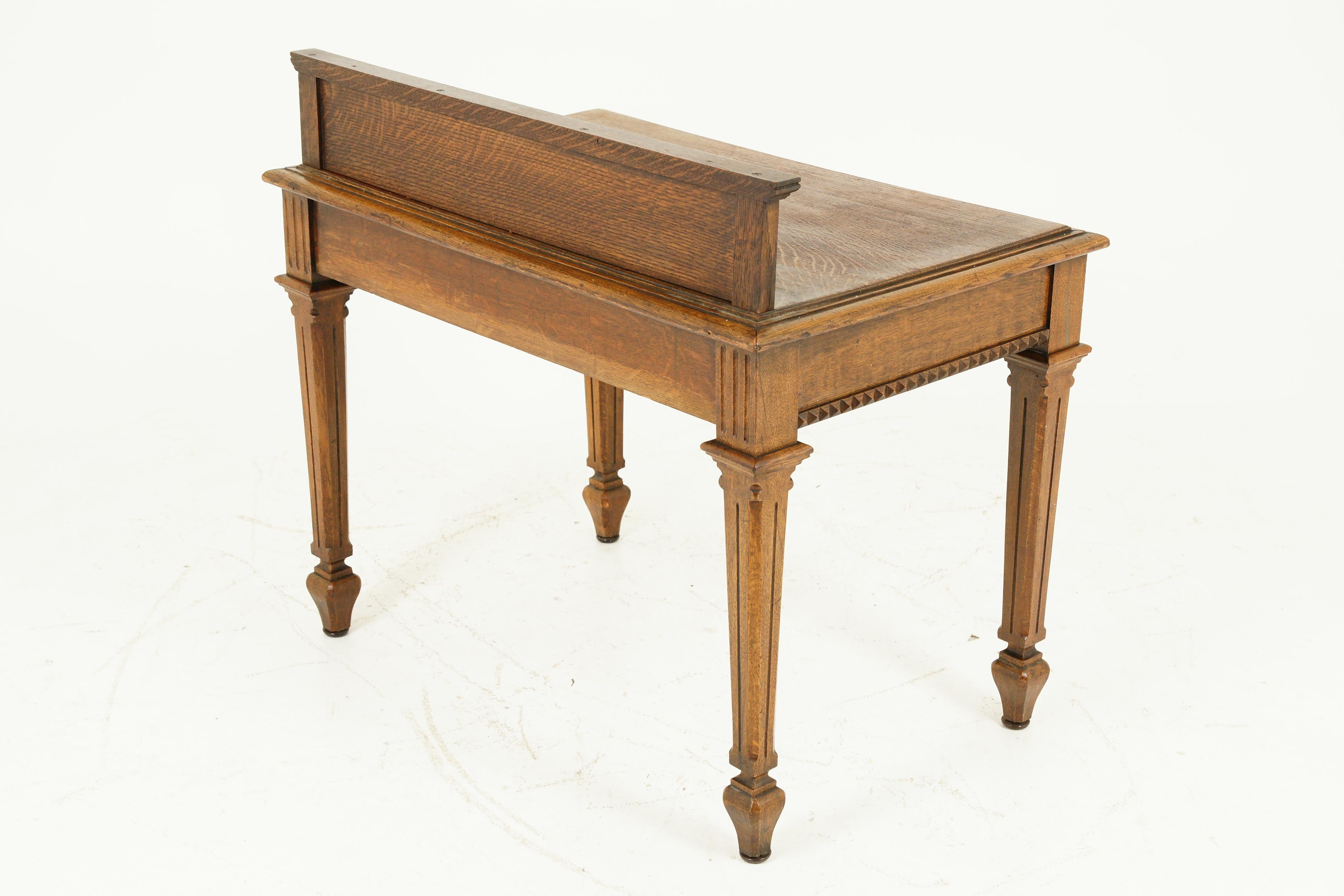 Antique Carved Oak Hall Table, Console Table, Sewing, Oak, Scotland, 1890, B1684 In Good Condition In Vancouver, BC