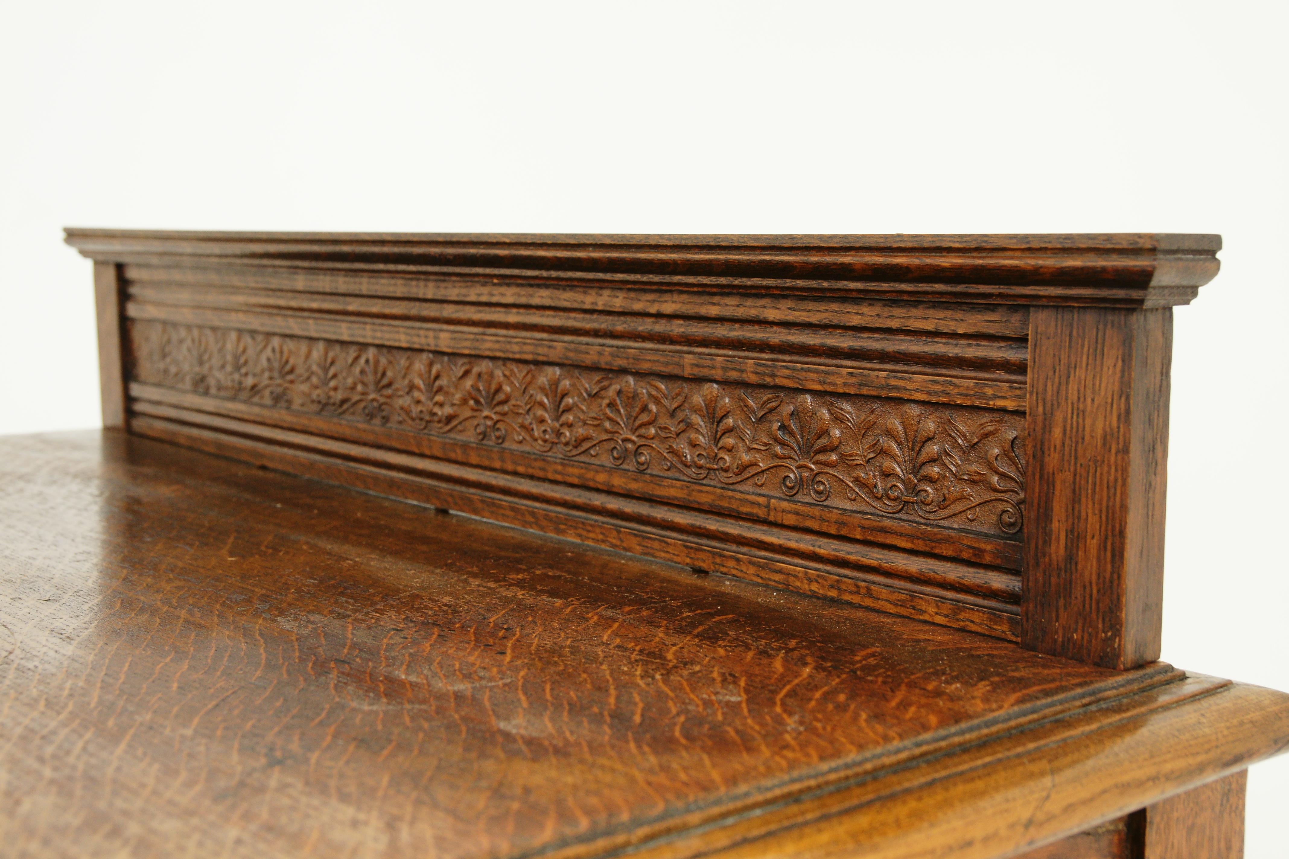 Late 19th Century Antique Carved Oak Hall Table, Console Table, Sewing, Oak, Scotland, 1890, B1684