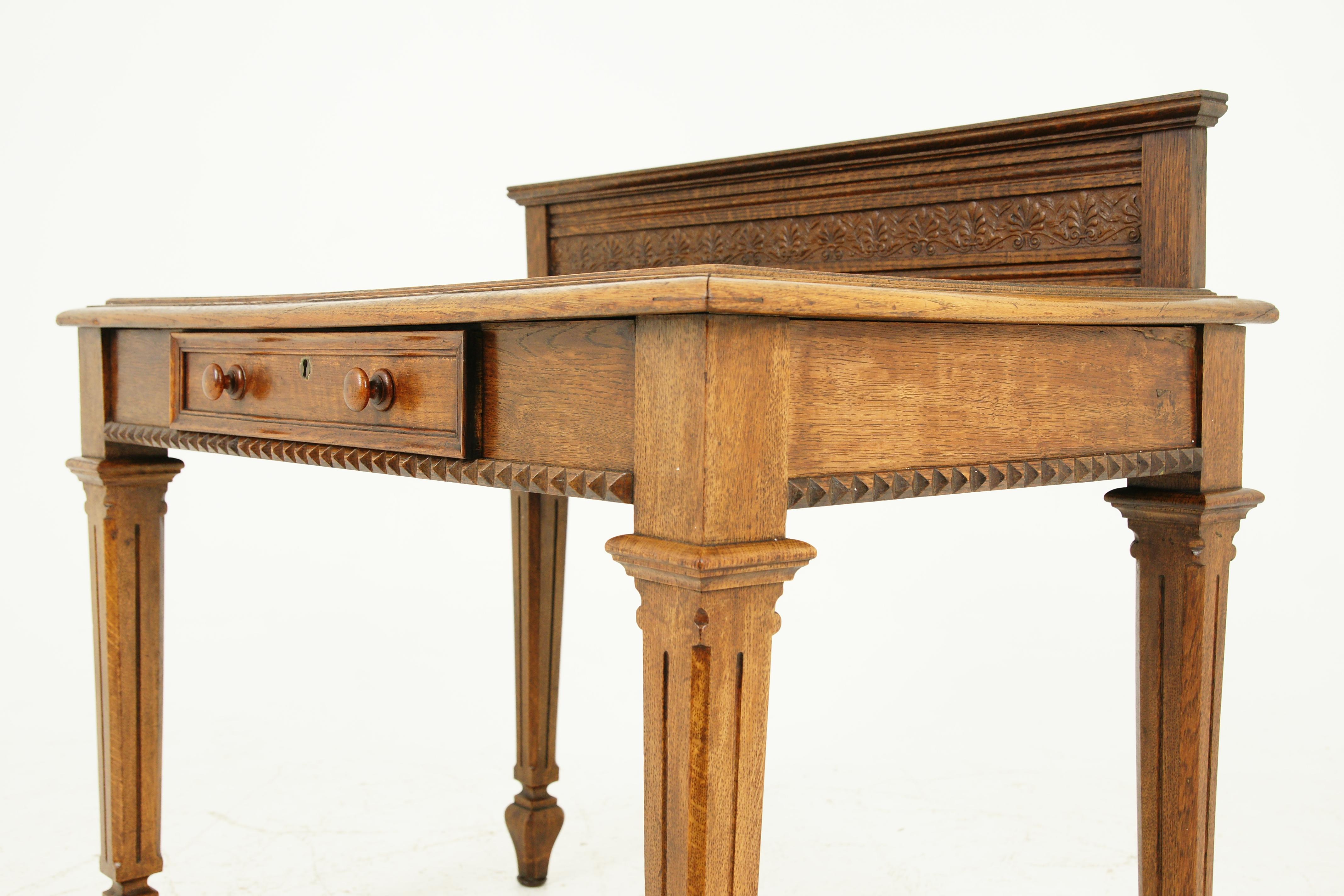 Antique Carved Oak Hall Table, Console Table, Sewing, Oak, Scotland, 1890, B1684 1