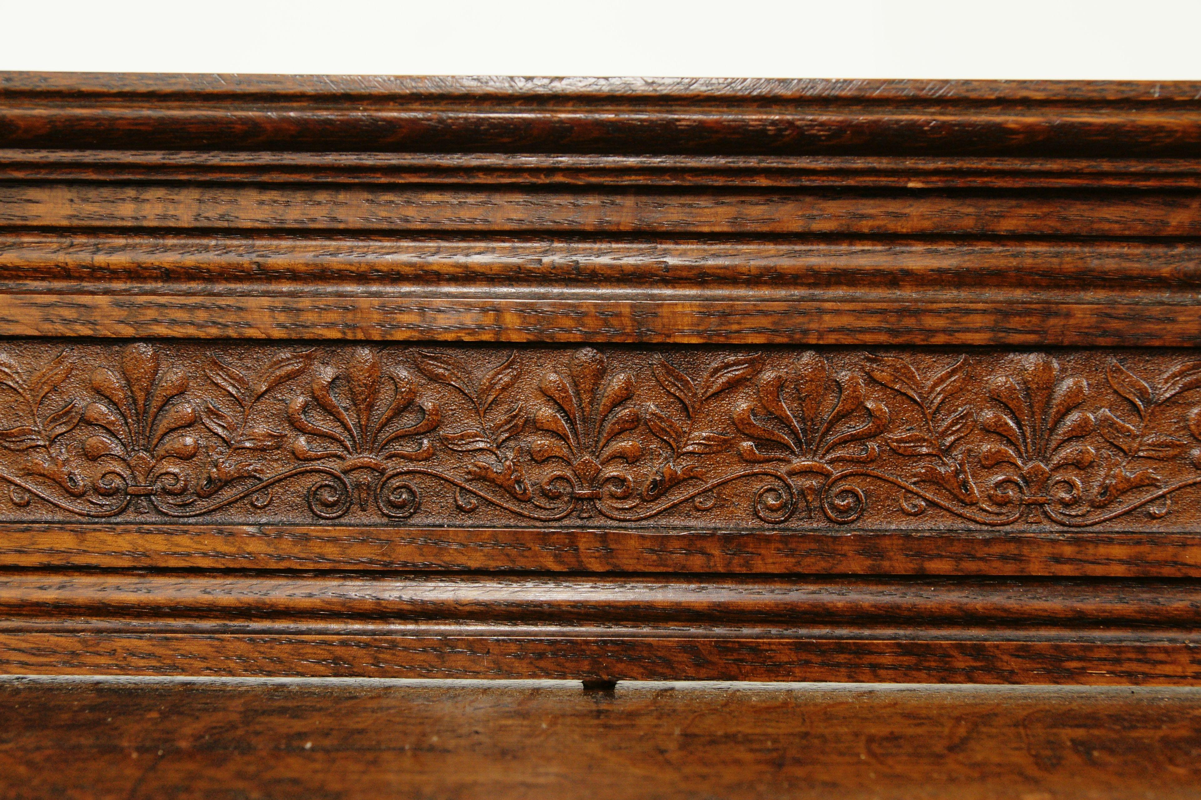 Antique Carved Oak Hall Table, Console Table, Sewing, Oak, Scotland, 1890, B1684 2